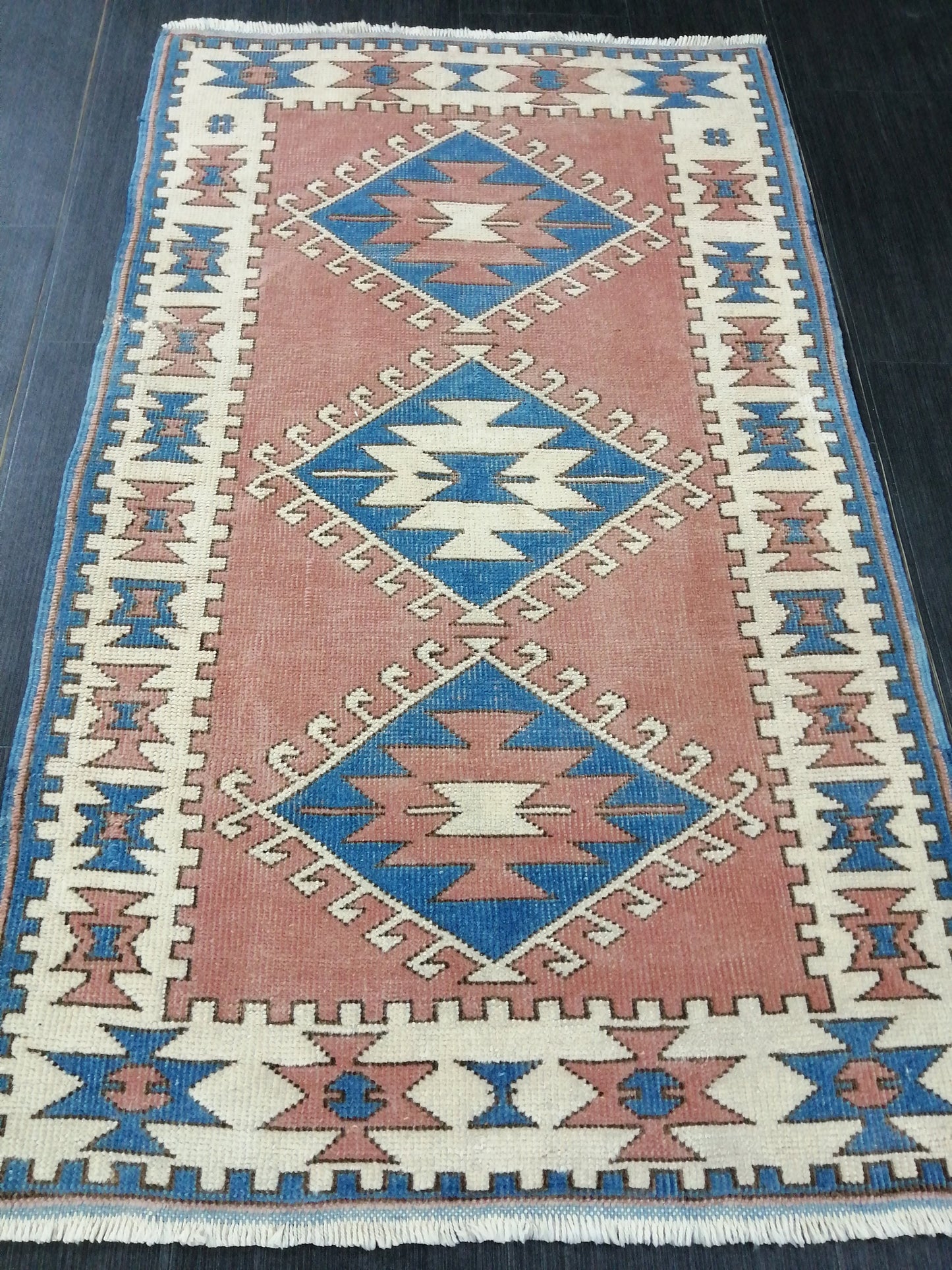 4.8 X 3 Vintage Oushak Runner Rug Vintage Runner Rug Wool Oushak Rug 5X3 Hand Made Rugs Vintage Turkish Rug