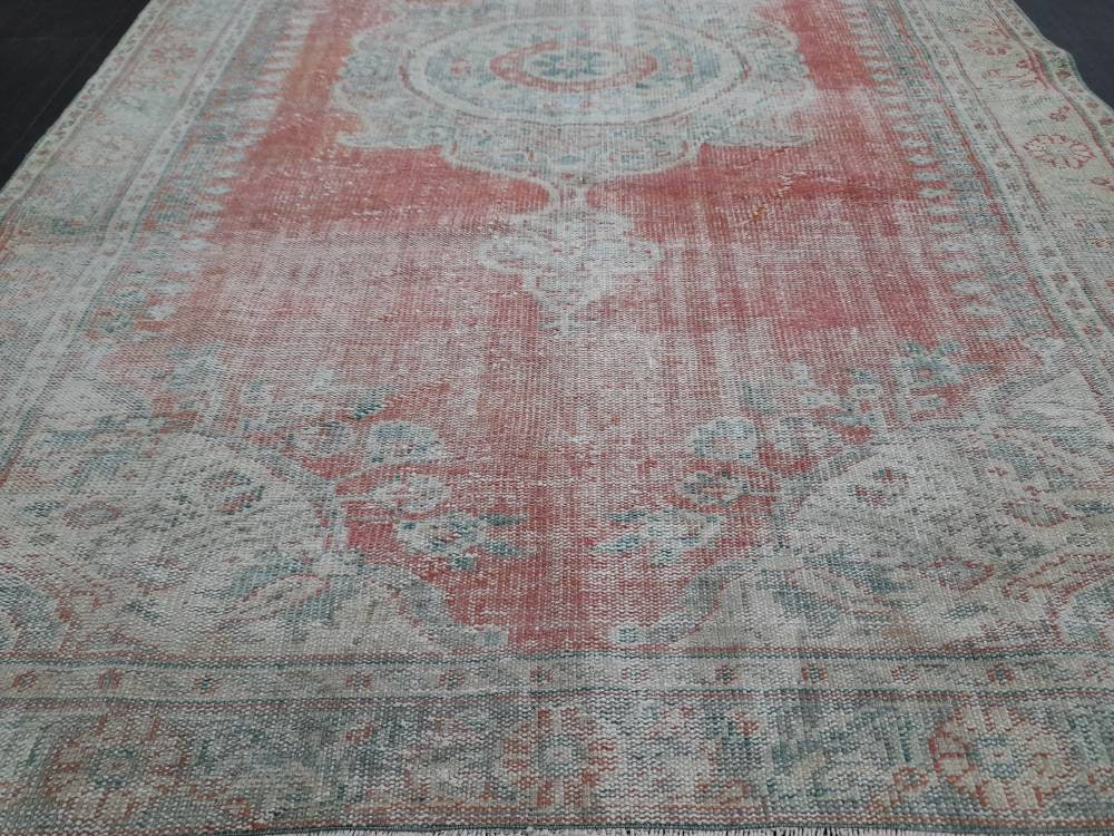 OUSHAK RUG TURKISH 6x9 Rug Vintage Rug Vintage Oriental Rug Wool Hand Knotted Rug Hand Made Rugs Antique Turkish Rug 6.2 x 9.1 Rug