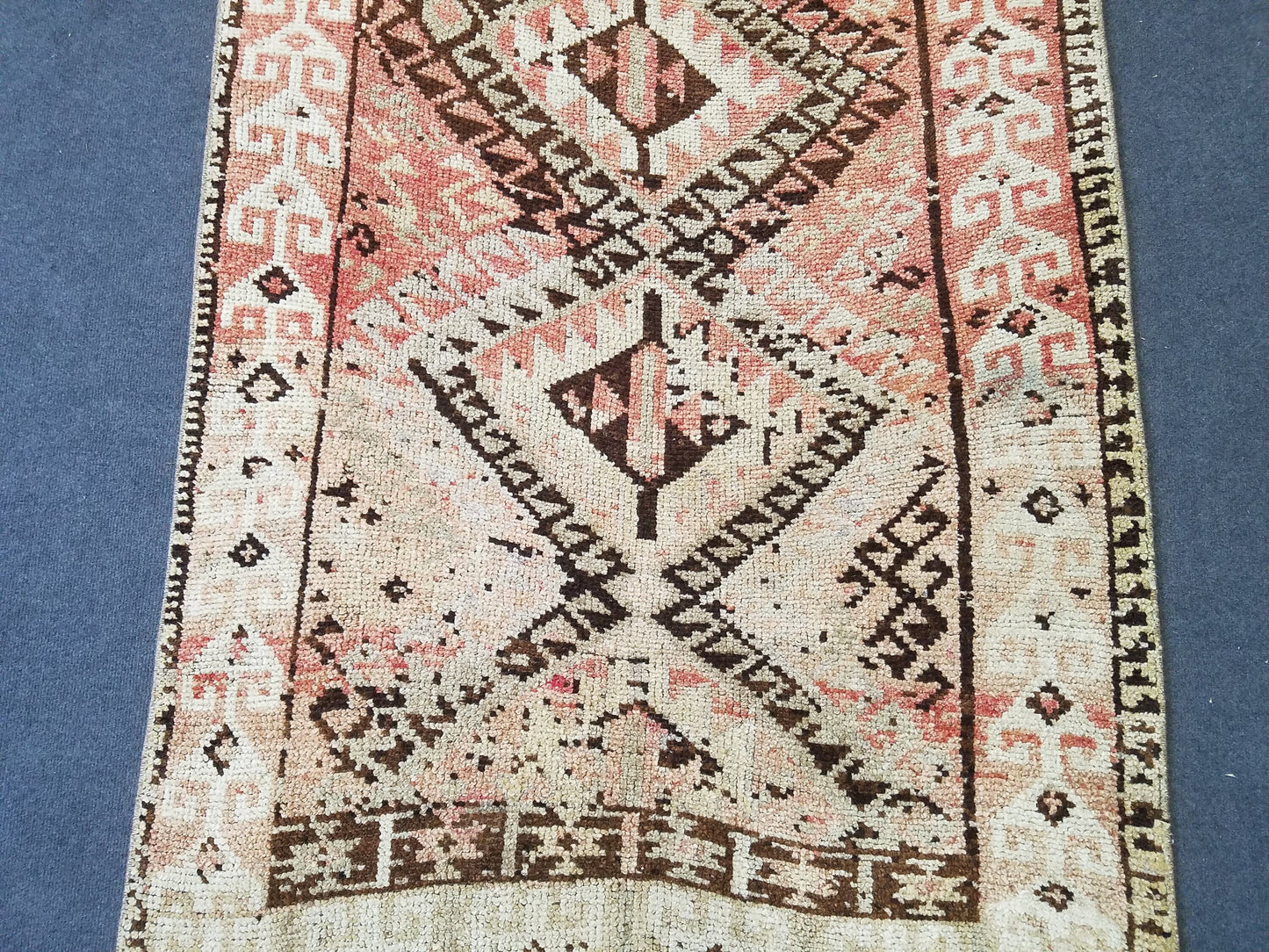 Oushak wool rug,turkish hallway runner rug, pastel oushak vintage runner 3'7x7'4 unique hand made rug kitchen rug bohemian rug