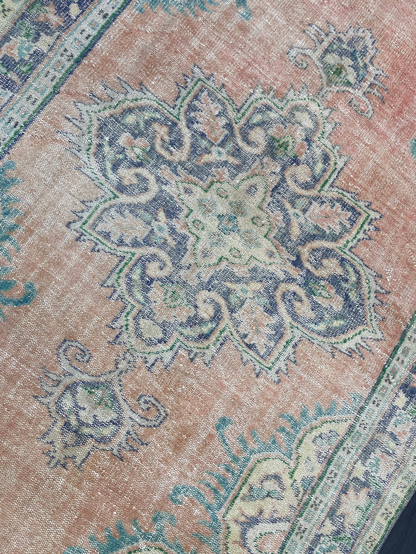 Large Vintage 6x10 RUG TURKISH Oushak Rug Muted Vintage Rug Distressed Vintage Rug Wool Oushak Rug Hand Made Rugs Vintage Turkish Rug