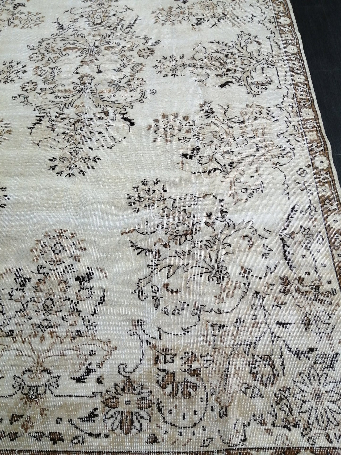 Neutral Rug 6.5 x 10.3 Hand Made Rug, Muted Oushak Rug, Rustic Rug, Boho Runner, Turkish Rug, Farmhouse Rug, Vintage Rug, Wool rug