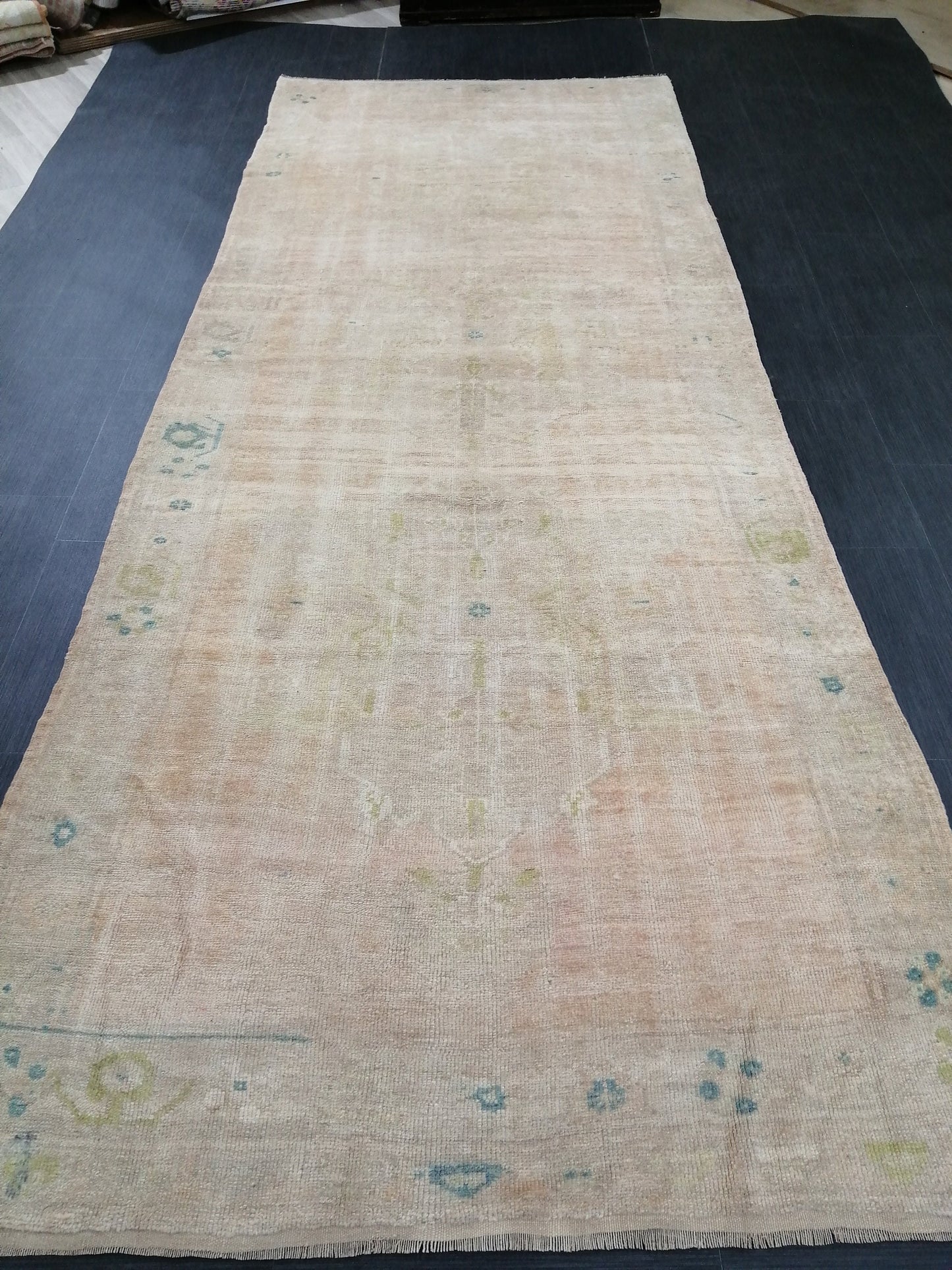 4.6 x 11.5 Muted Wool Runner Rug Muted Oushak Runner Rug Turkish Runner Rug Vintage Runner Rug Hallway Runner Rug Kitchen Runner Rug