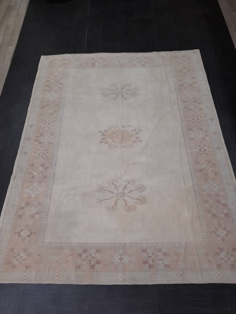 MUTED Vintage Rug, 6.8 x 8.8 Rug, Turkish Rugs, Hand Made Rug, Muted Persian Rug Turkish Rug Muted Wool Rug Vintage Rug Muted Oriental Rug
