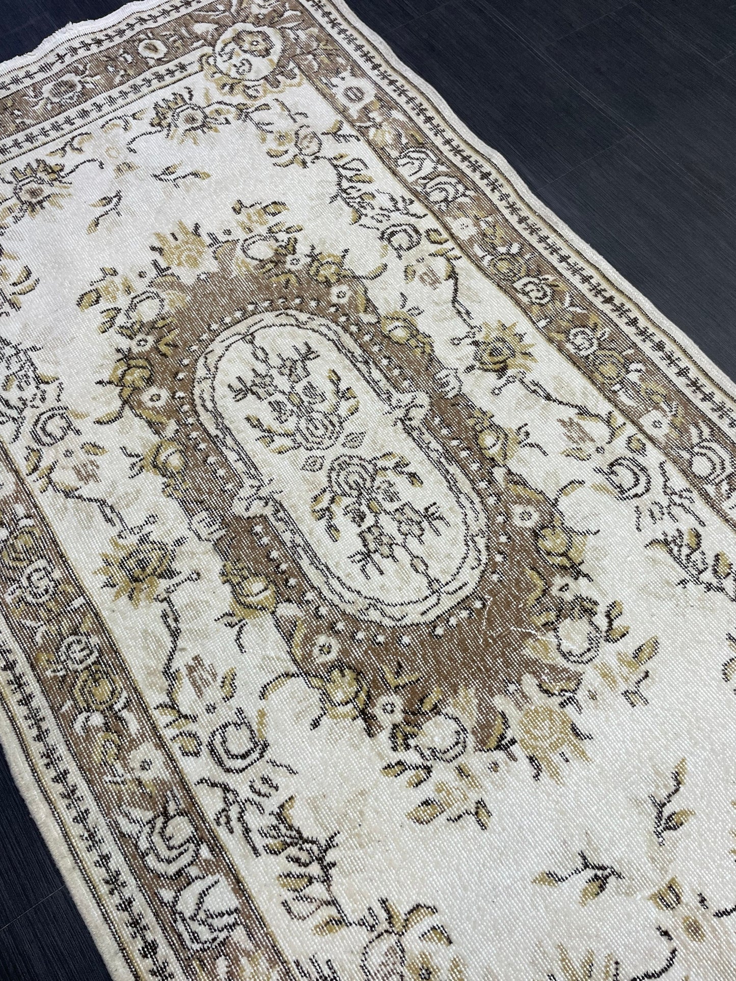 Neutral Rug, Neutral Persian 4 x 7.2 RUG, Oushak Rug, TURKISH Rug, Handknotted Rug, Oriental Rug, Vintage Rug, Handmade Rug, Antique Rug,