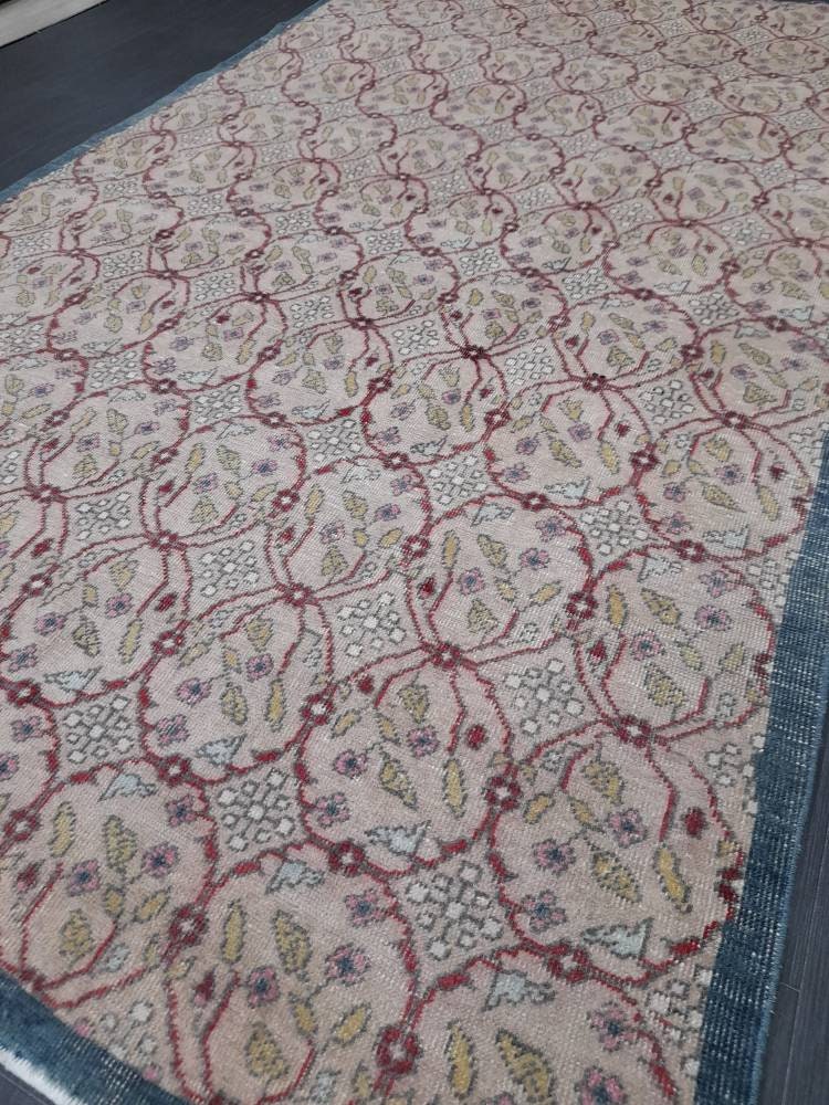Hand Made Vintage Rug, Rustic Rug 5 x 8.7 Vintage Turkish Rug, Farmhouse Rug, Vintage Oriental Rug, Wool Hand Knotted rug Oushak rug