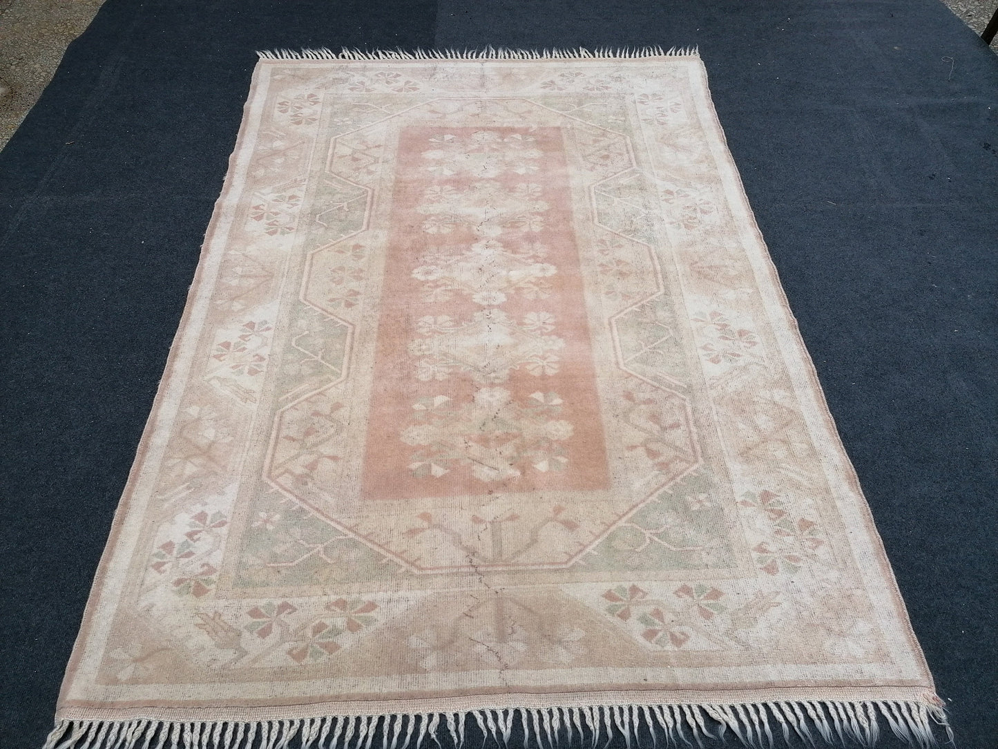 Oushak turkish rug, muted turkish rug,vintage pastel wool rug,kitchen rug, vintage unique hand made rug bohemian rug 5'2x7'2