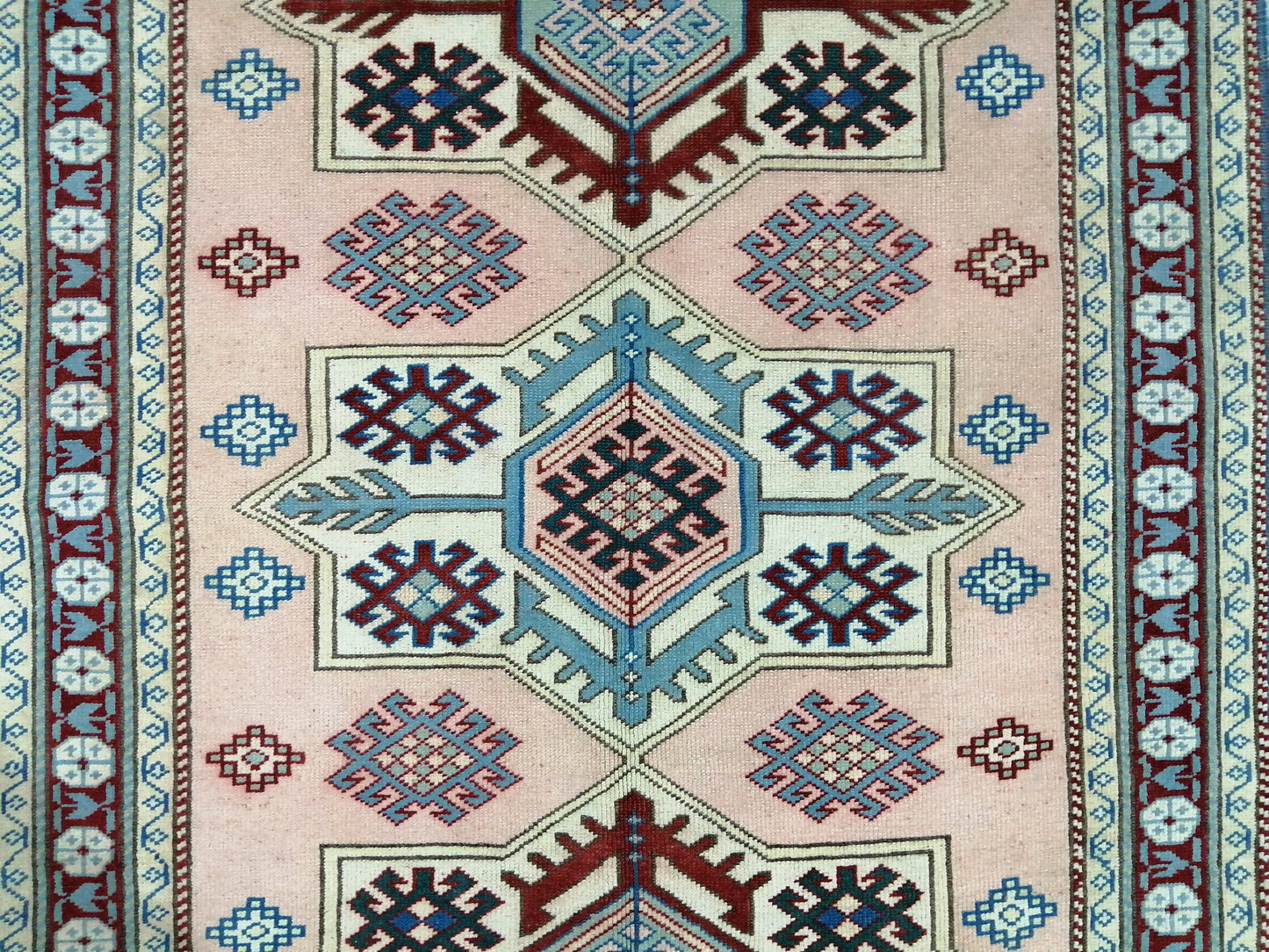 Muted Pink and Blue Wool RUG 5.8 x 3.9 Vintage Oushak Rug Vintage Rug Wool Oushak Rug Hand Made Rugs Vintage Turkish Rug