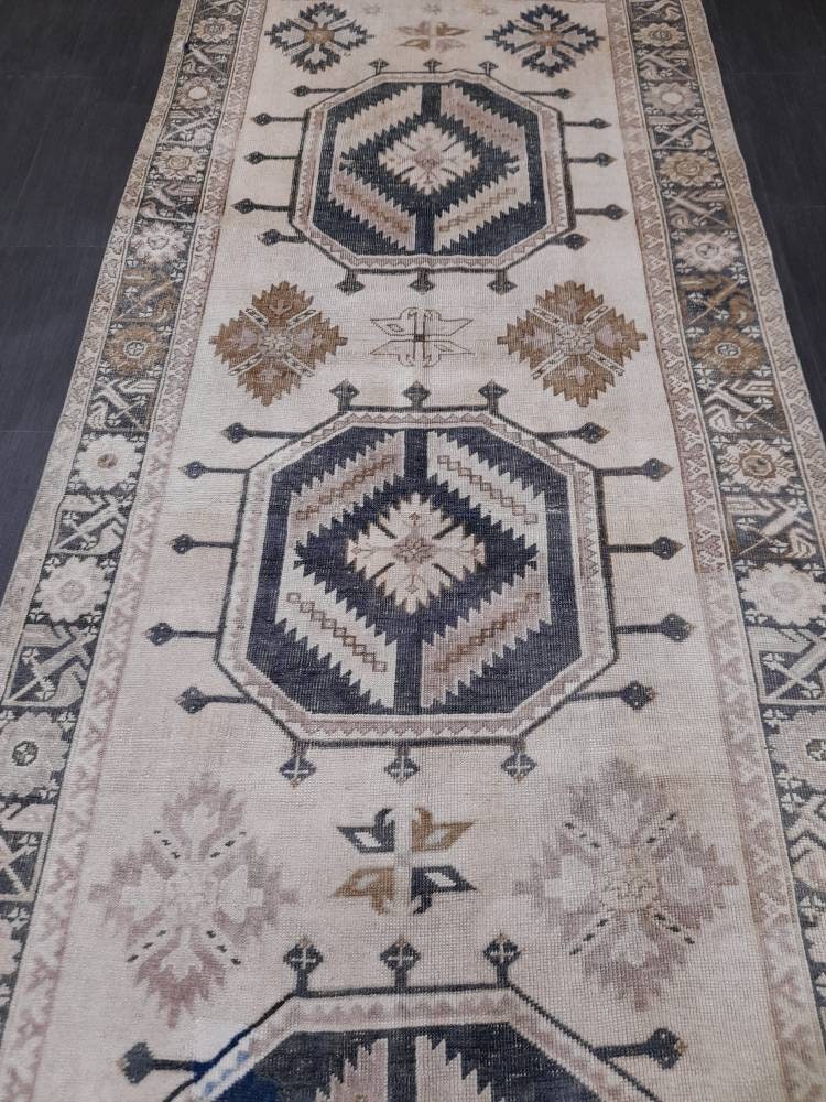 Muted Runner Rug Muted Turkish Runner Rug Vintage 4.5 x 13 Runner Rug Hallway Runner Rug Kitchen Runner Rug Oriental Runner Rug Wool Runner