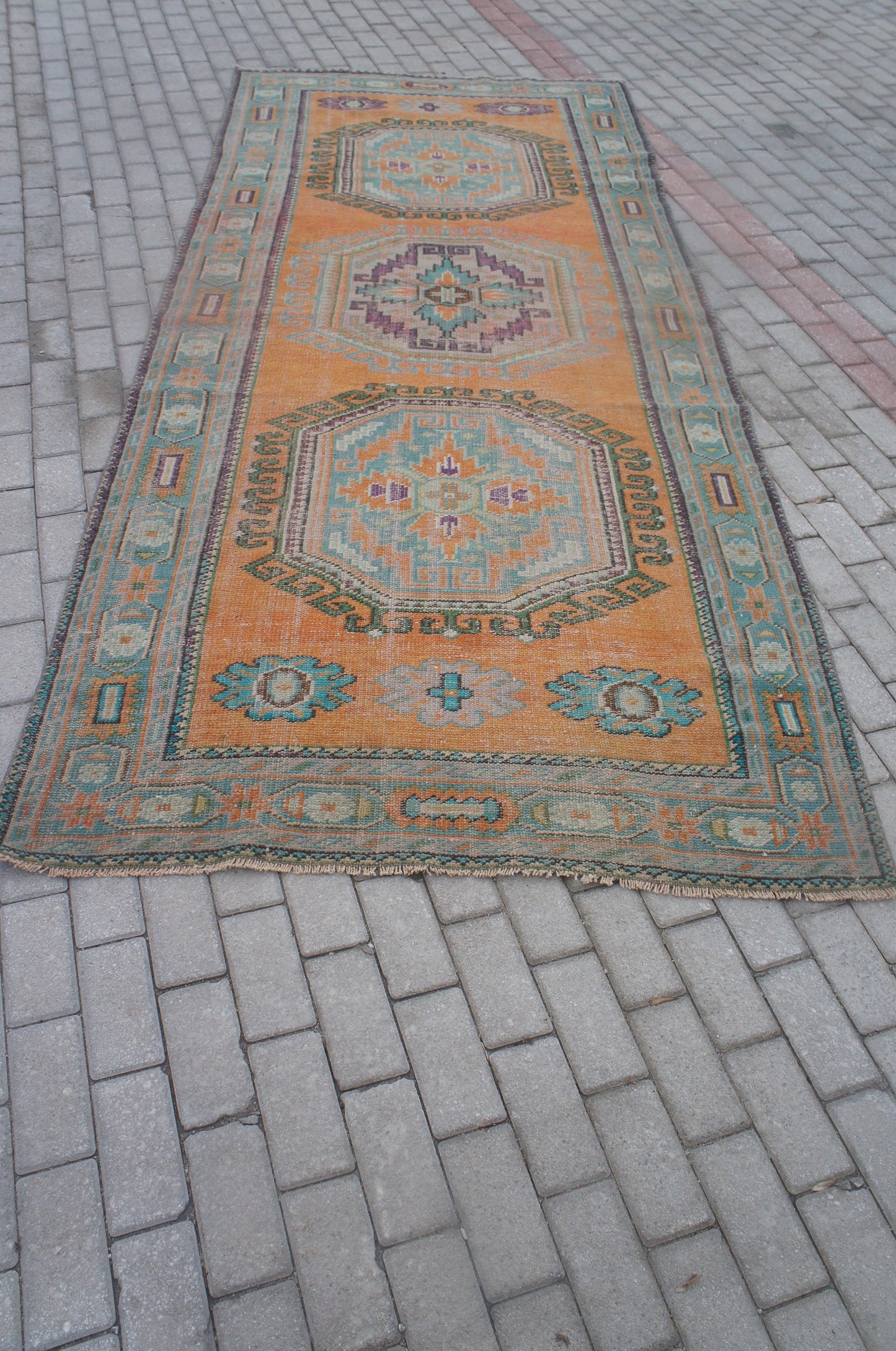 4.7 x 11.5 Vintage Runner Rug Turkish Runner Rug Oushak Runner rug Rustic Runner Rug Vintage Turkish Runner Oriental Runner