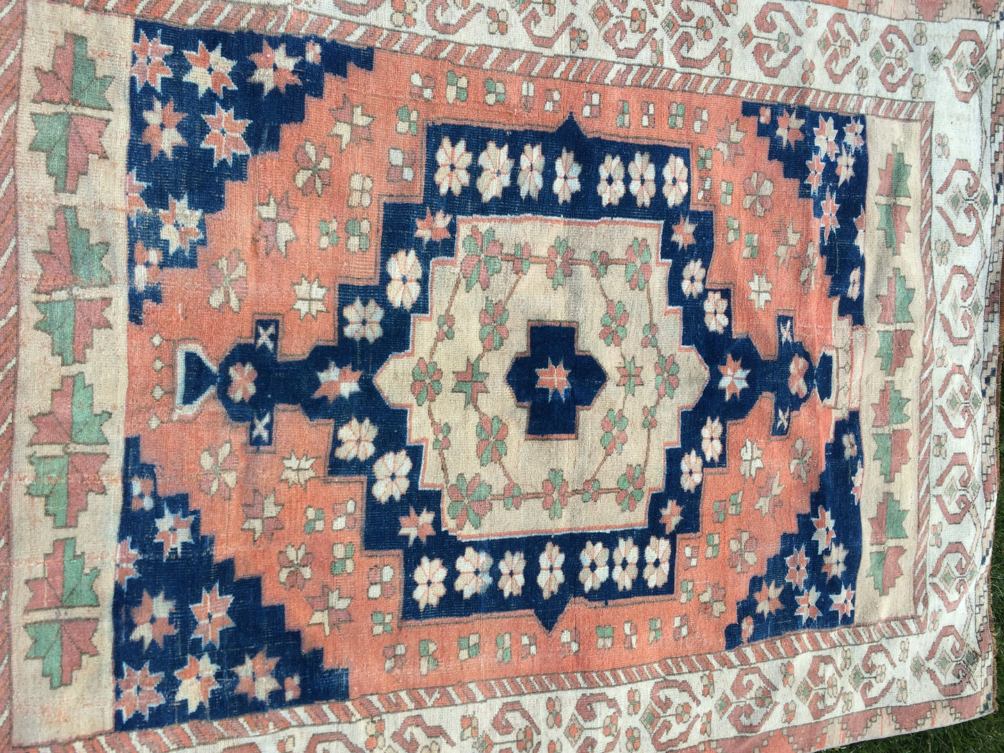 7 x 5 Large Area BOHEMIAN Rug, Vintage Oushak Rug, Special Rug, Oushak Rug, Vintage Turkish Rugs, WOOL RUGS, High Quality Blue Rugs