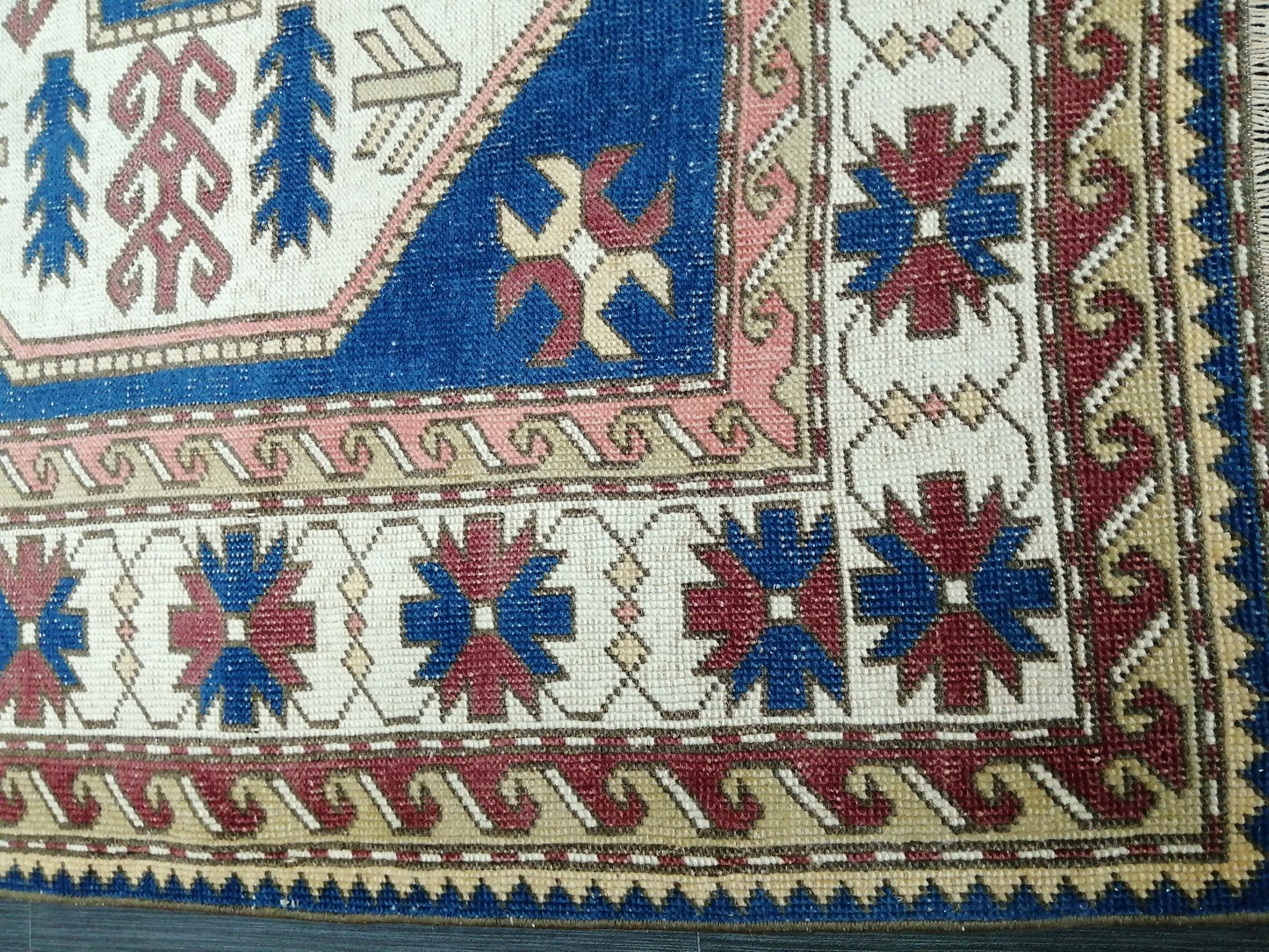 7.3 x 4.7 Blue Rug, Oriental Vintag Rug, Oushak Rug, Rustic Rug, Bohemian Rug, Rug Runner, Turkish Rug, Farmhouse Rug, Vintage Rug, Wool rug