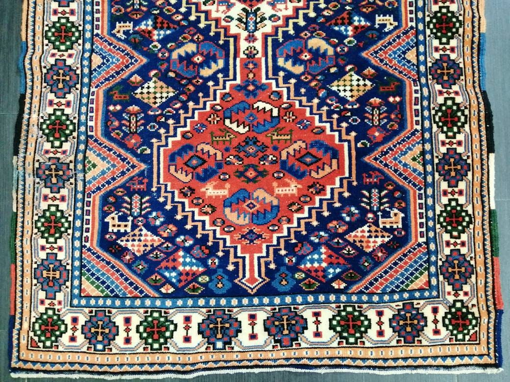 Vintage Rug, Oriental Handmade Rug, 3.6 x 6.2 Oushak Rug, Rustic Rug, Fun Vintage Turkish Rug, Persian Rug,Soft Wool Rug, Traditional Rugs