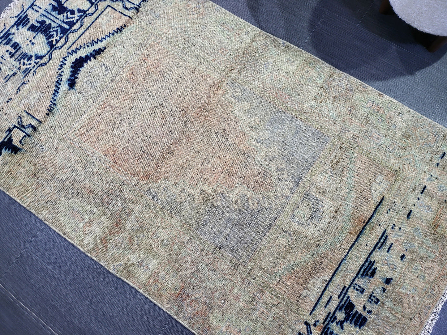 Handmade 3.2 x 6 Rug, Oushak Rug, Rustic Rug, primitive Rug, Fun Rug, Turkish Rug, Farmhouse Rug, Vintage Rug, Wool rug