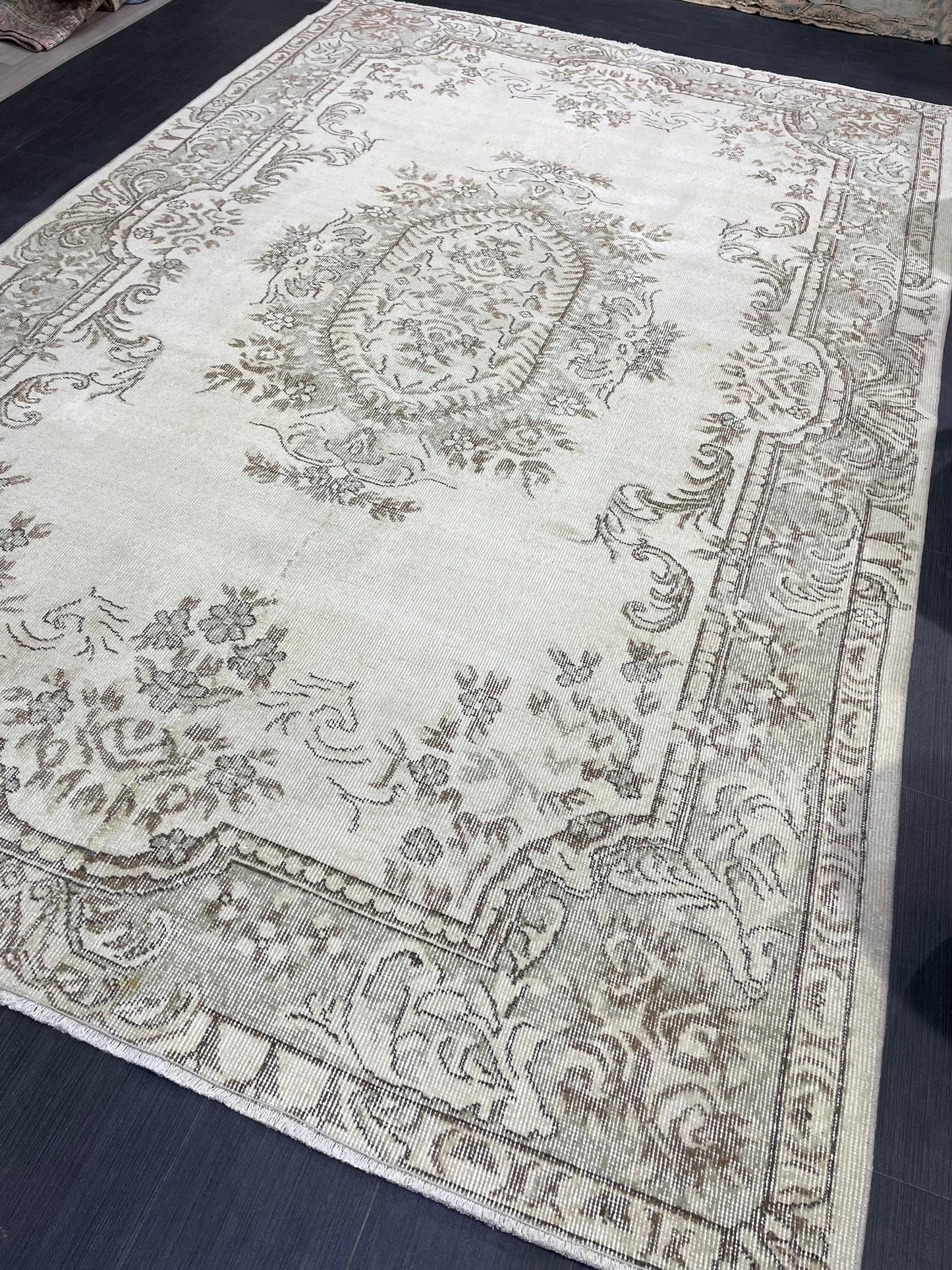 Large Area OUSHAK RUG, TURKISH 6.4 x 10 Rug, Muted Vintage Rug, Handmade Rug, Antique Hand Knotted Rug, Persian Rug, Muted Oriental rug