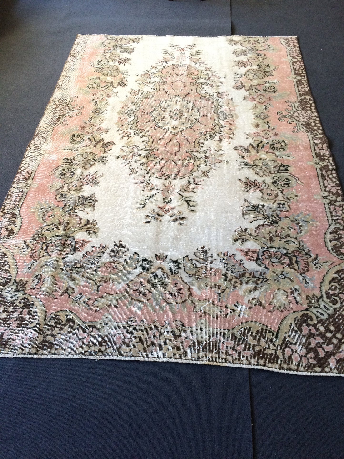 7.8 x 5.2 Pink Large Area Oushak Rug Vintage Rug Turkish Rug Hand Made Rug
