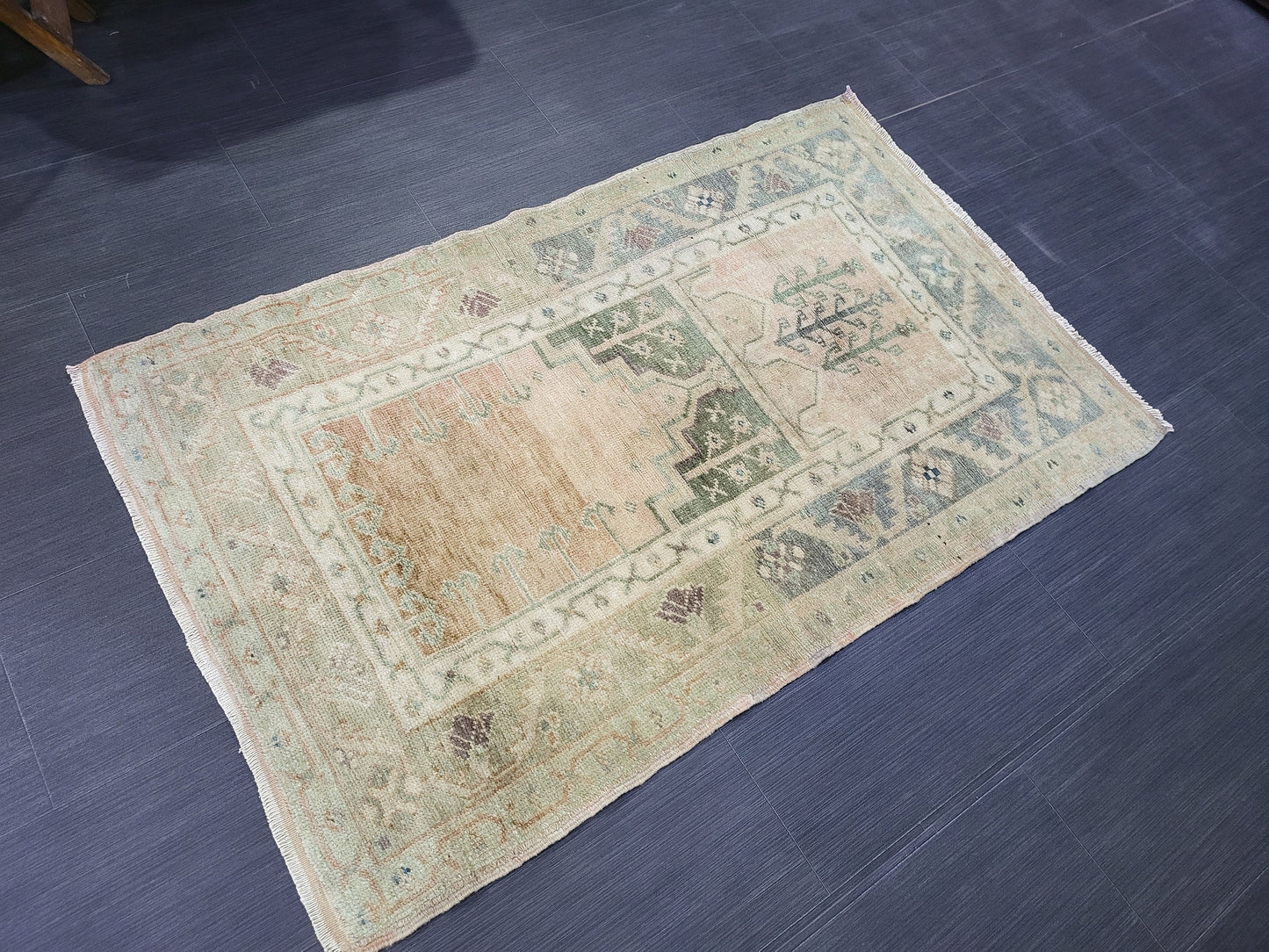 Handmade Rug, 2.9 x 4.5 Oushak Rug, Rustic Rug, Persian Rug, Turkish Rug, Farmhouse Rug, Vintage Rug, Wool rug, Hand Knotted Rug