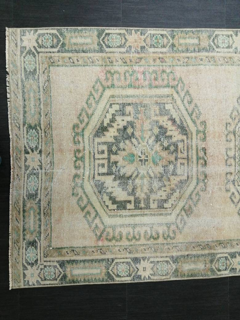 Turkish Runner Rug 3.9 x 11 Muted Vintage Runner Persian Hallway Runner Rug Kitchen Runner Rug Oriental Distressed Runner Rug Muted RUNNER