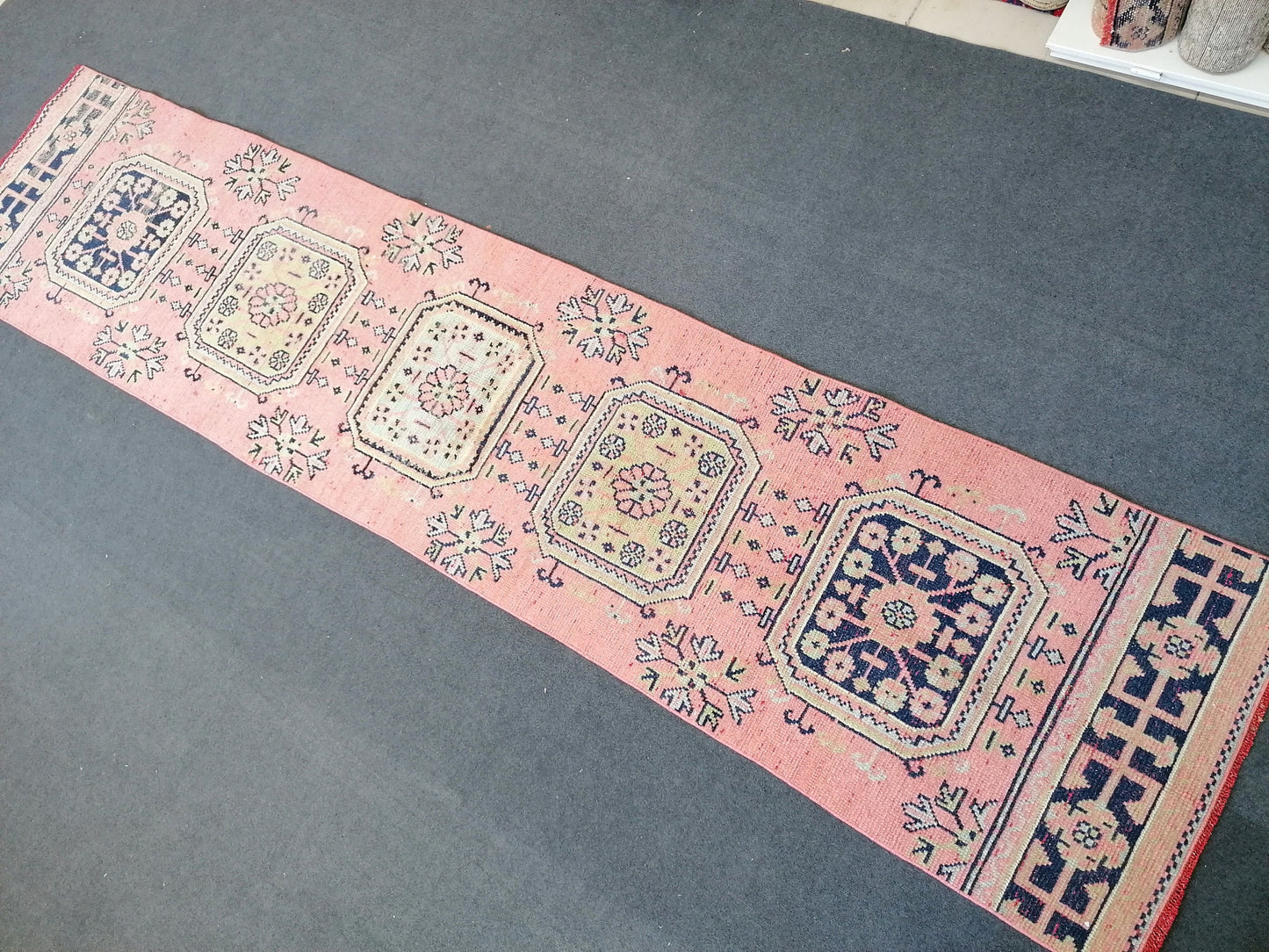 11'7x2'7 pink turkish runner blue runner rug vintage green oushak runner kitchen runner rug hallway runner rug vintage runner oushak runner