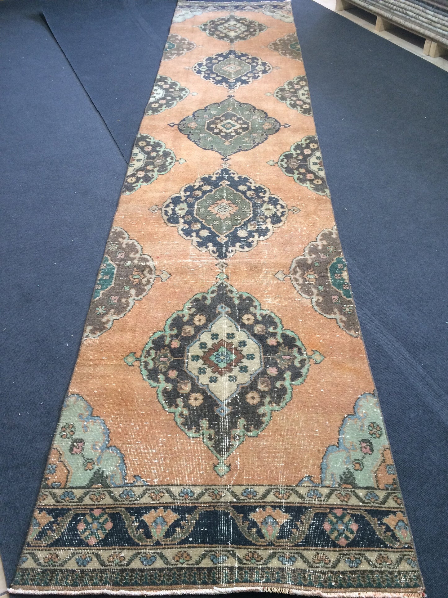 3 x 13.7 Turkish Runner Rug Oushak Runner Rug Vintage Runner Rug Hallway Runner Rug Kitchen Runner Rug Wool Runner Rug Wool Oushak Runner