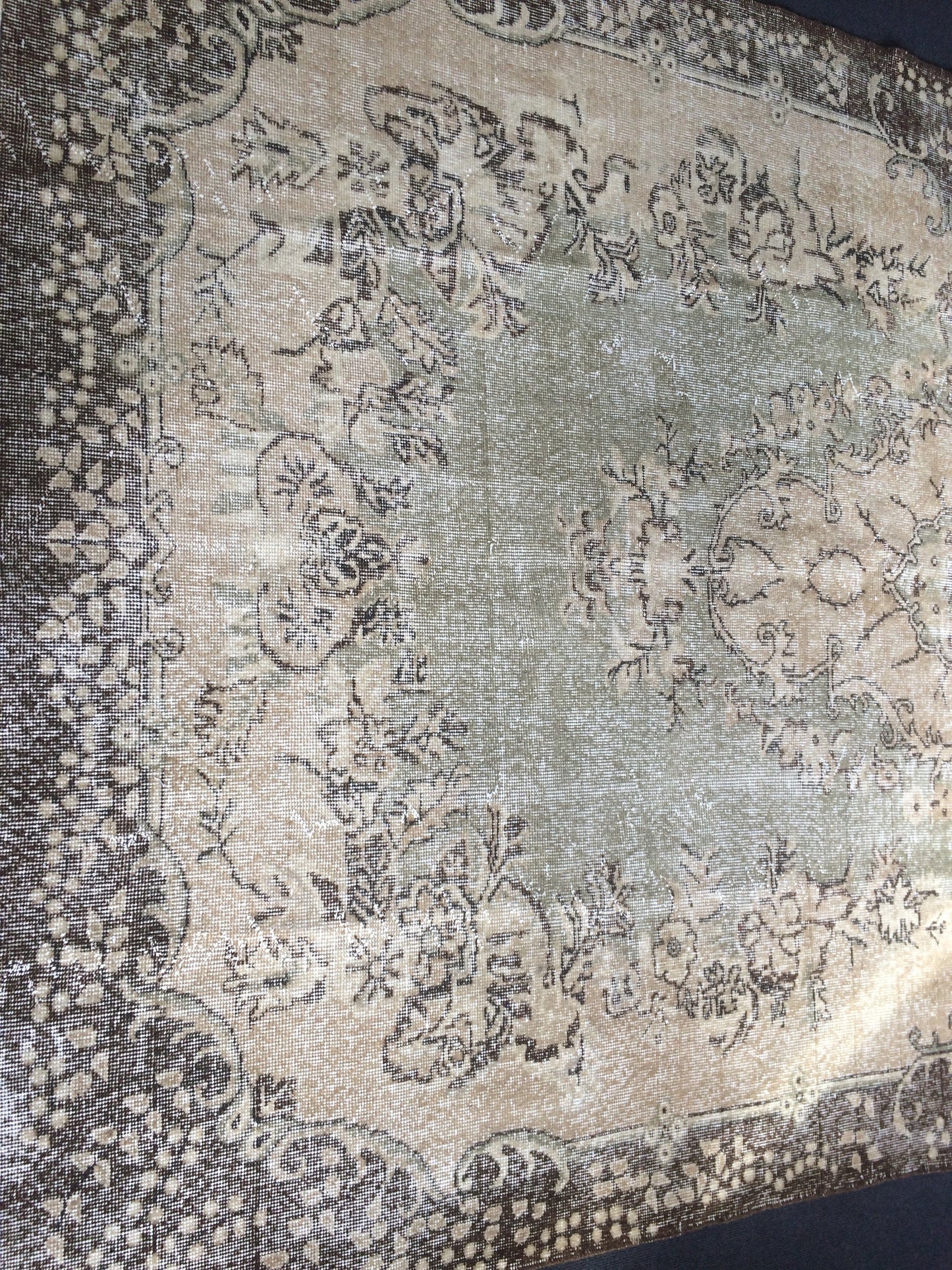 6.5 x 10.8 Vintage Light Green Rug, Large Area Vintage Rug, Oushak Rug,Turkish Rug Hand woven Rug 6.5x11 Muted Rug