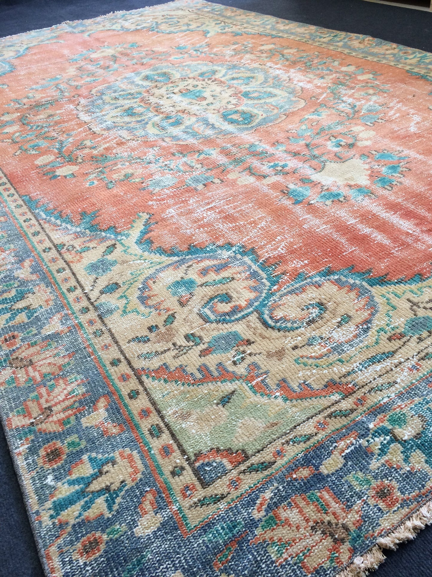 6x10 Large Area OUSHAK RUG TURKISH Rug Vintage Rug Vintage Oriental Rugs Oushak Rug Hand Made Rugs Vintage Turkish Rug