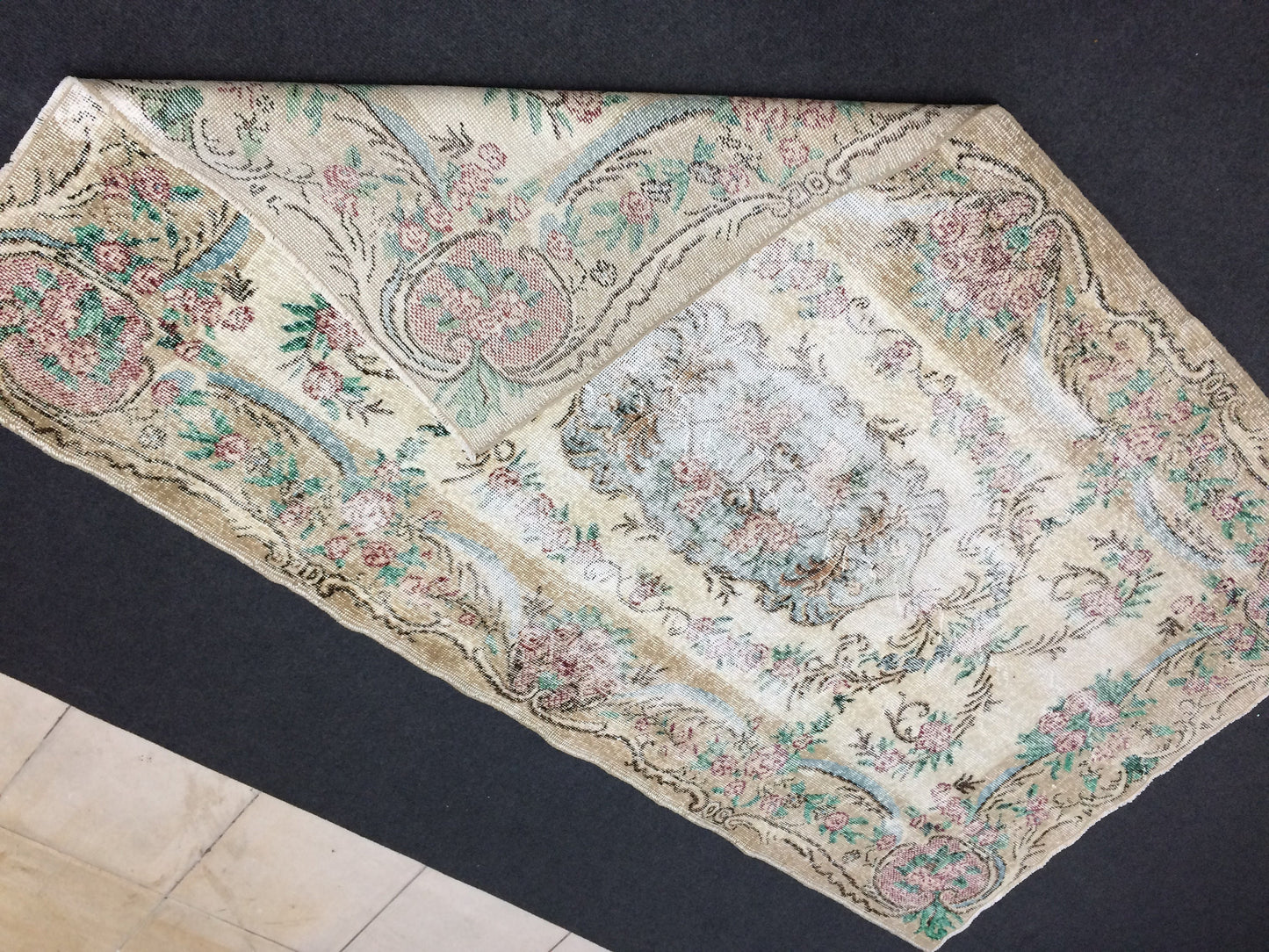 Vintage Rug Hand Made Oushak Rug Distressed Rug Wool Turkish Rugs