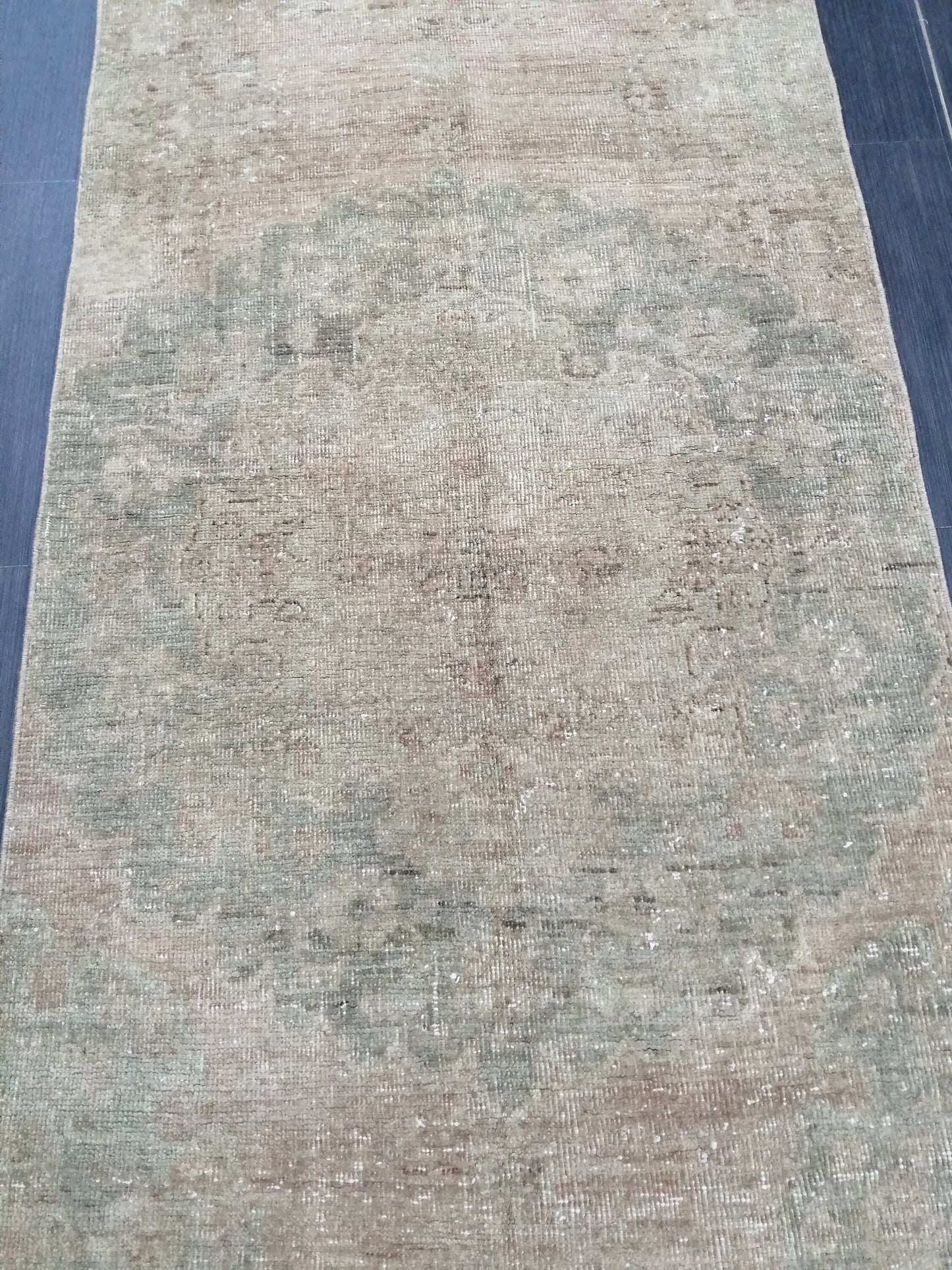 Muted Oushak Runner 13 x 2.9 Turkish Runner Rug Muted Vintage Runner Rug Hallway Runner Rug Kitchen Runner Wool Runner Rug Wool Oushak Rug