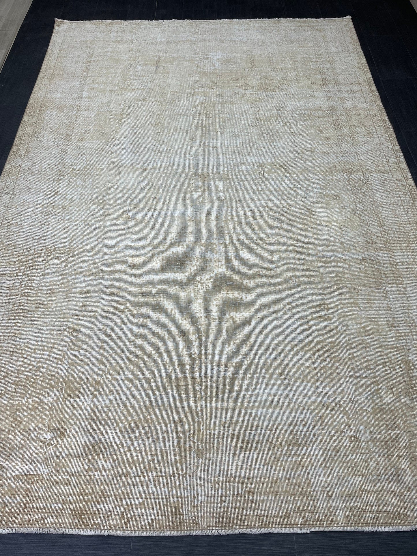 Neutral Vintage Rug Muted TURKISH 7 x 10.4 Rug Handmade Rug Distressed Rug Large Turkish Oushak Rug Wool Rug Hand Knotted Rug