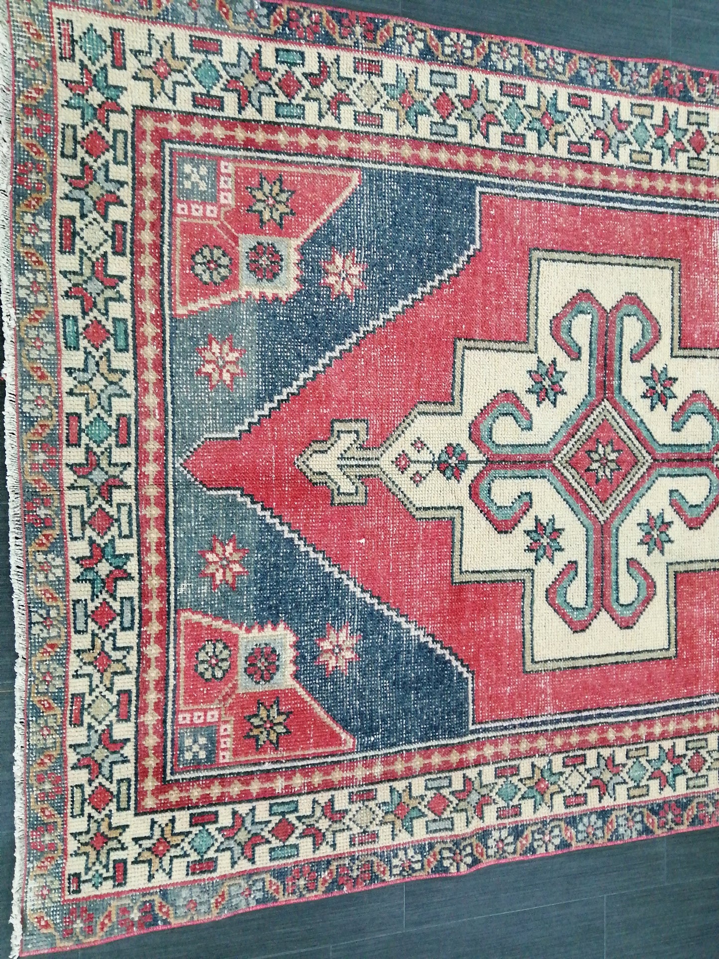 Vintage OUSHAK RUG 8.6 x 4.4 Modern Motifs TURKISH Rug Vintage Modern Rug Vintage Rug Wool Oushak Rug Hand Made Rugs