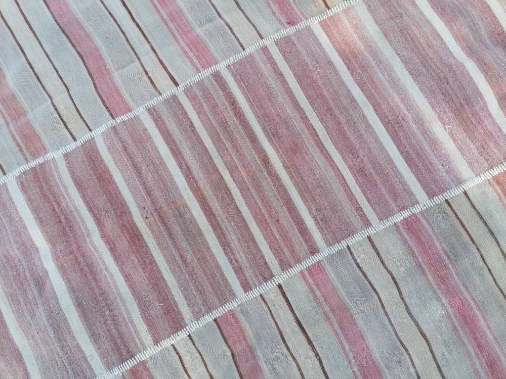 6.5 x 8.5 Flatwoven kilim rug stripe handmade rugs vintage turkish rugs oushak rug, wool rug