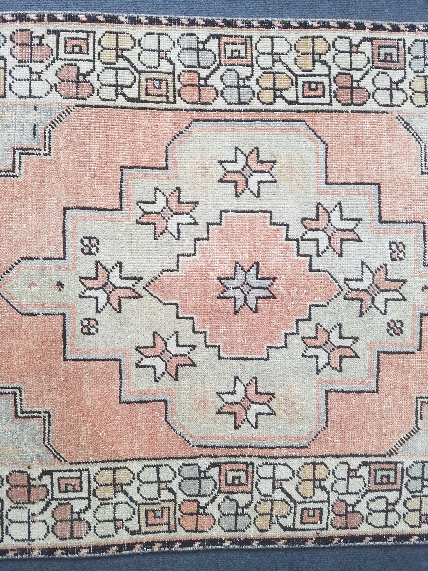 Pastel turkish rug, vintage area rug, oushak rug, wool rug, handmade rug 6'6*3'6 feet