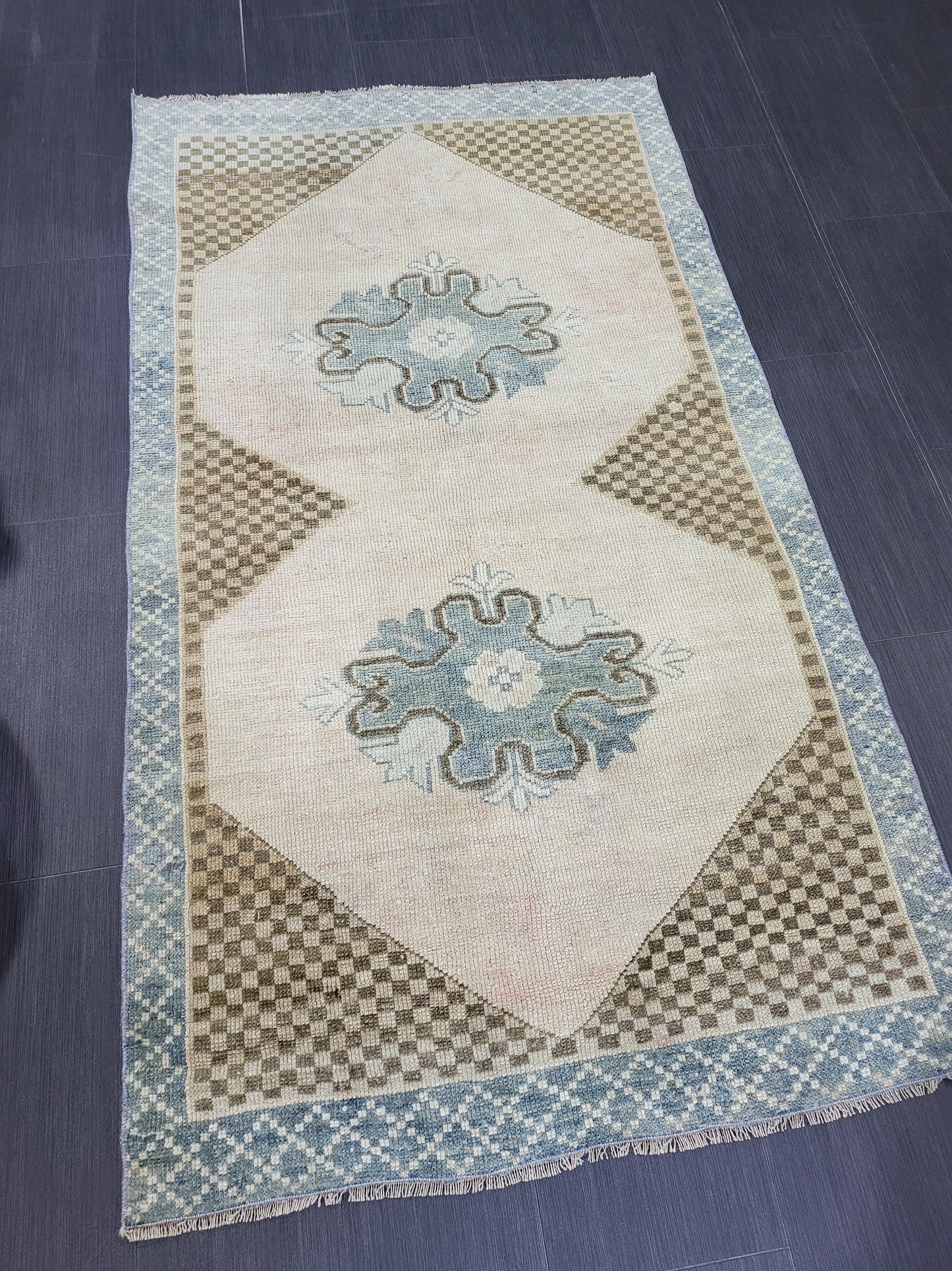 Antique Rug, Vintage 3.3 x 5.8 Rug, Turkish Wool Rug, Oushak Rug, Fine Knotted Rug, Hand Knotted Rug, Persian Rug, Handmade Rug