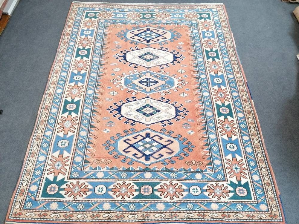 Turkish rug, vintage rug,hand made wool rug, 5'4x7 oushak vintage rug, kitchen rug bohemian rug