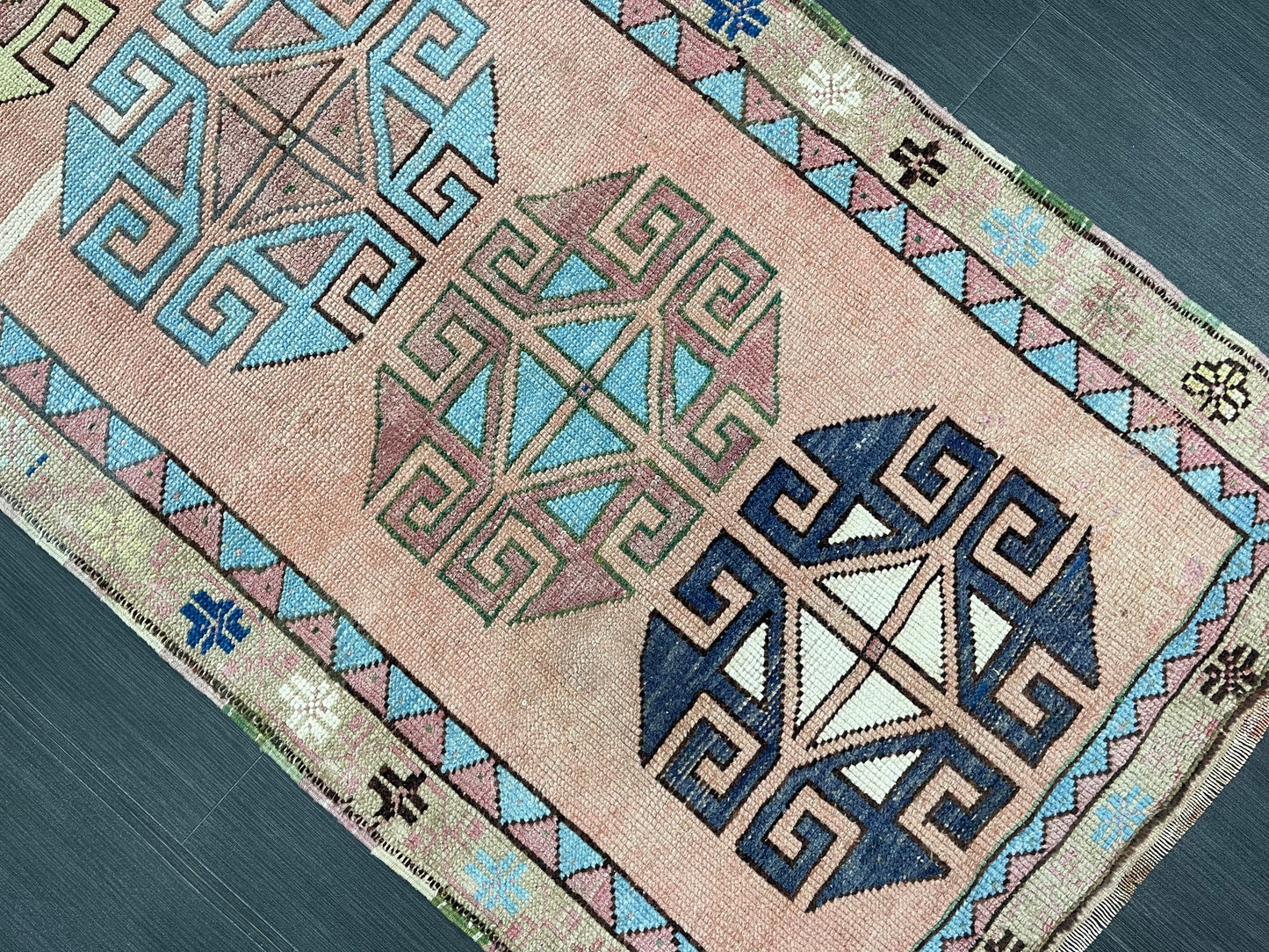 Muted Vintage Runner Rug 2.9 x 6.8 Turkish Runner Rug Vintage Muted Runner Rug Hallway Runner Soft Wool Runner