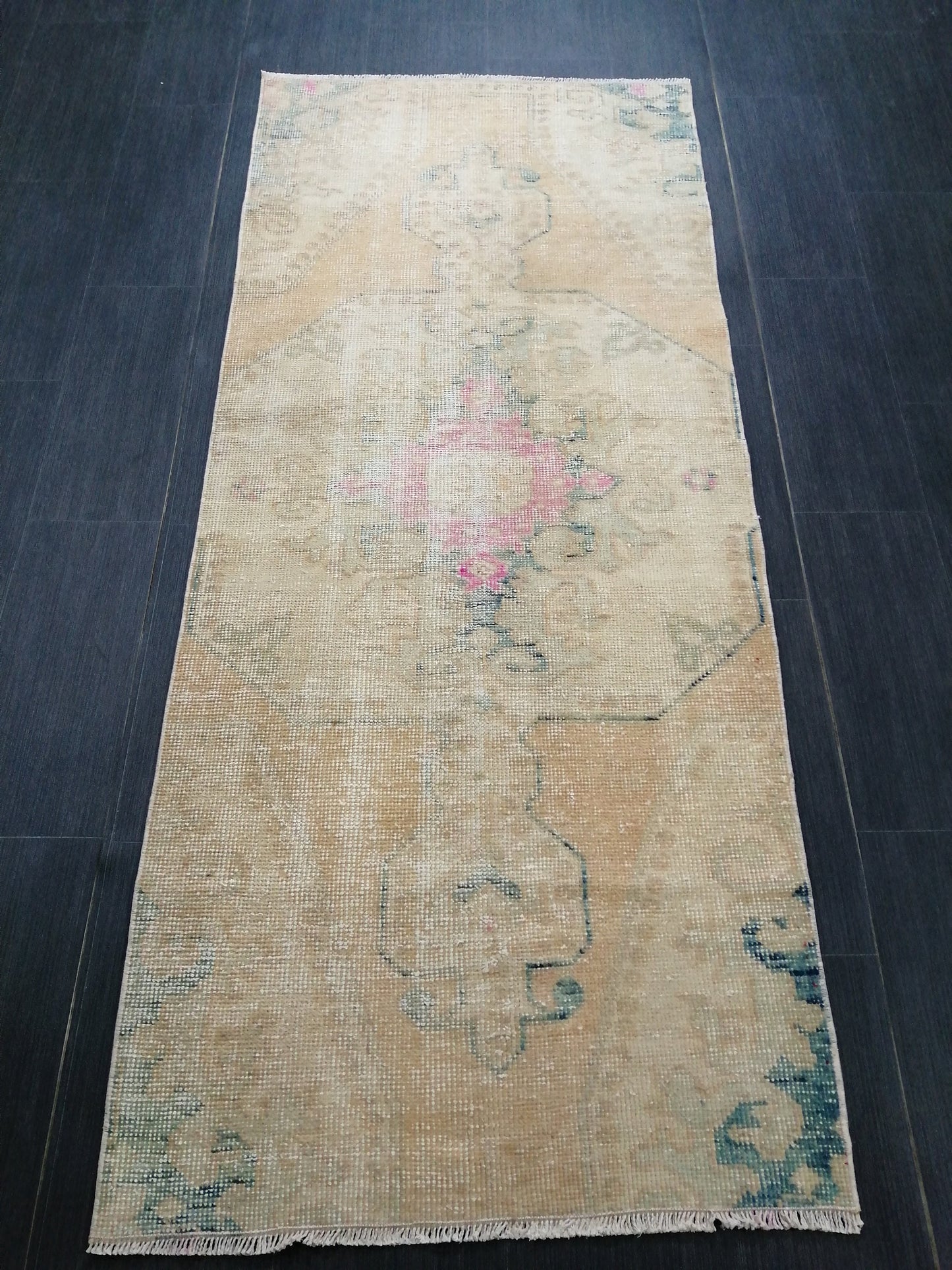 2.8 x 6.5 Distressed Runner Rugs, Hand Made runner Rug, Oushak Rug, Rustic Rug, Rug Runner, Turkish Rug, Vintage Rug, Wool rug