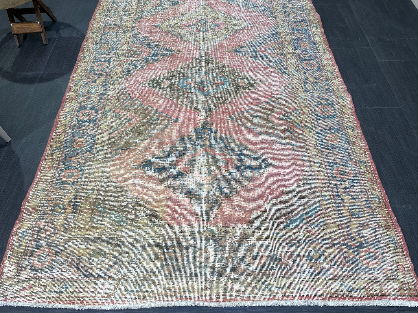 Muted Oriental Runner Rug 4.10 x 11.2 , Turkish Runner Rug, Vintage Runner Rug Hallway Runner Rug Kitchen Runner Rug Persian Wool Runner Rug