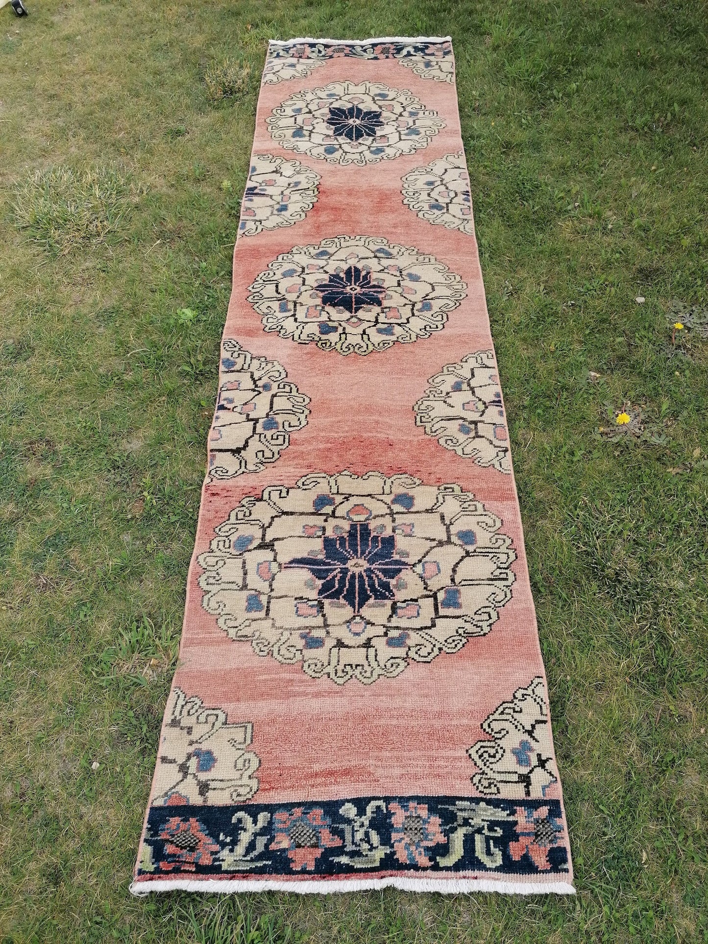 2'8x10'4 runner rug, oushak turkish runner rug, hallway vintage runner, hand made wool runner, kitchen runner rug, entryway runner rug