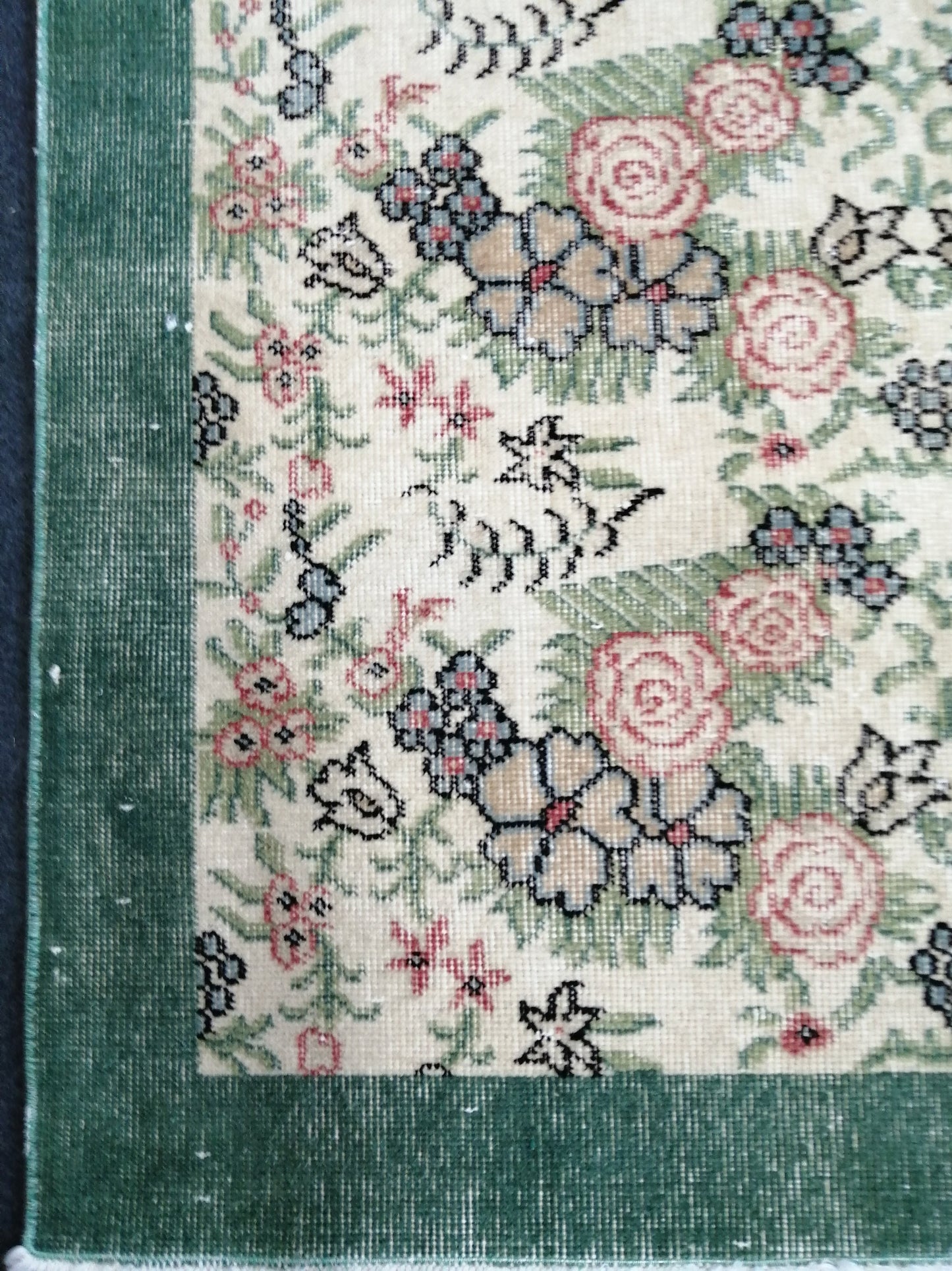 Vintage Green Turkish Floral Oushak Rug,Turkish Rug,Antique Rug,Oushak antique Rug,Hand woven Rug,Weaving Rug,Ethnic Rug,Kitchen Rug