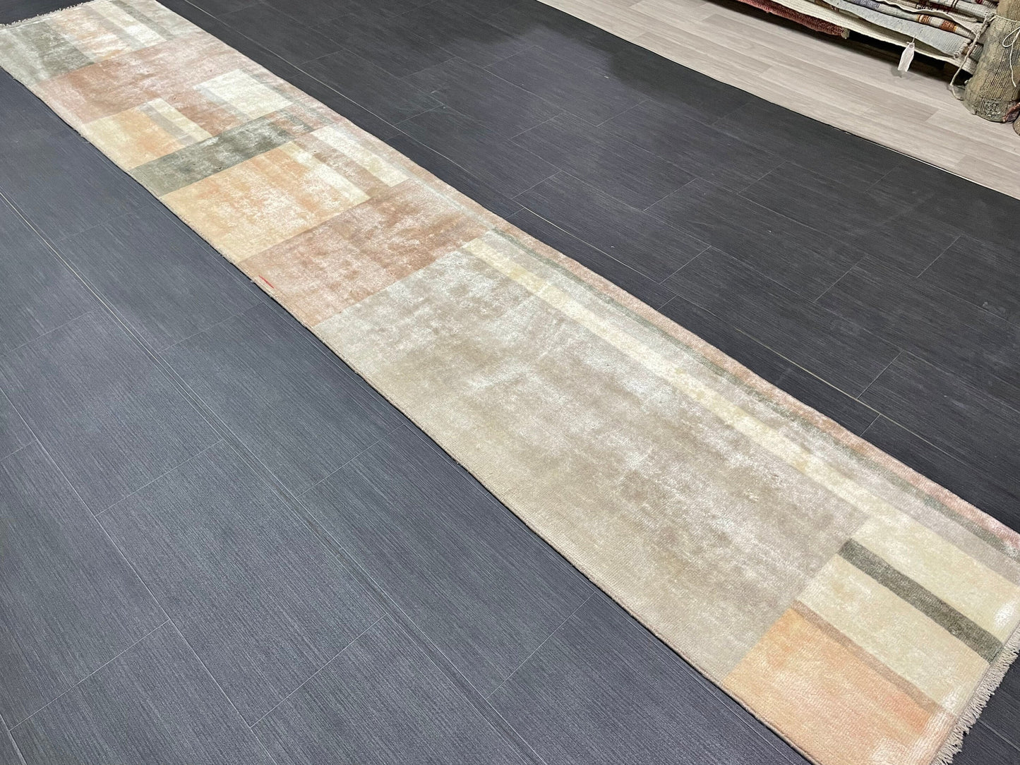 Hand Knotted Runner Rug 2 x 10.9 Modern Oushak Runner Rug Turkish Runner Rug Abstract Rug Hallway Runner Kitchen Runner Wool Runner