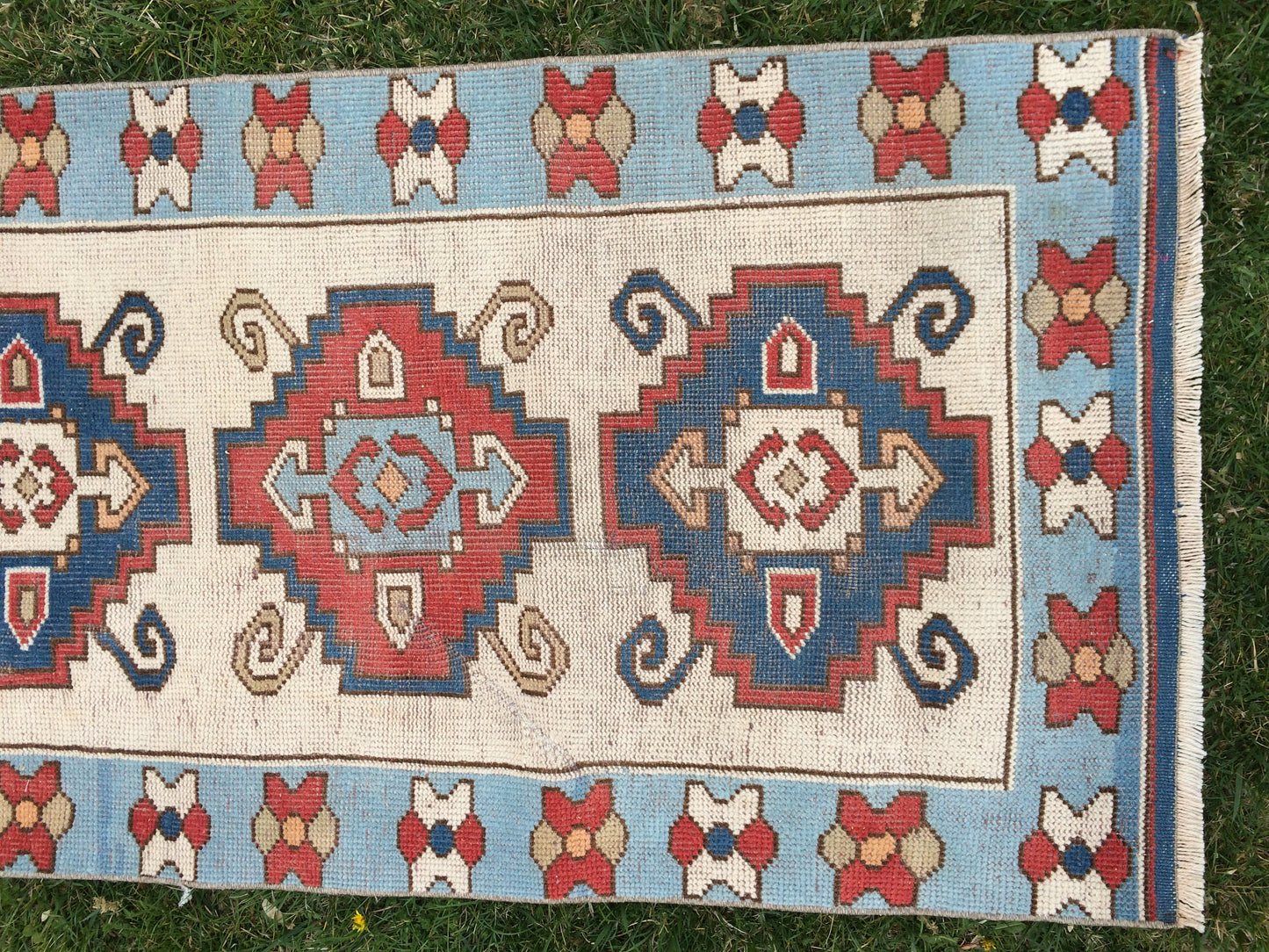 BLUE oushak Rug Turkish Runner Rug 8.4 x 2.7 Runner Rug Vintage Runner RugsOushak Runner Rug Earth Tones Rugs Rustic Runner Rug