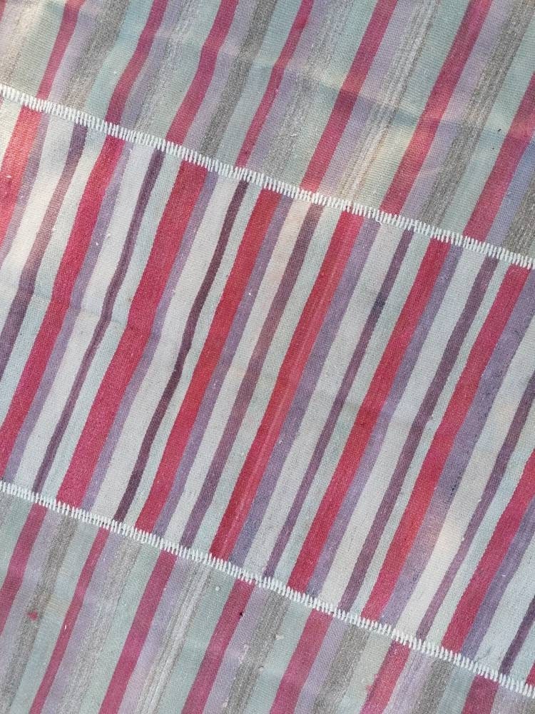6'9x8'5 flatwoven kilim rug, stripe turkish hand made rugs vintage turkish rugs oushak rug vintage oushak rug, wool rug