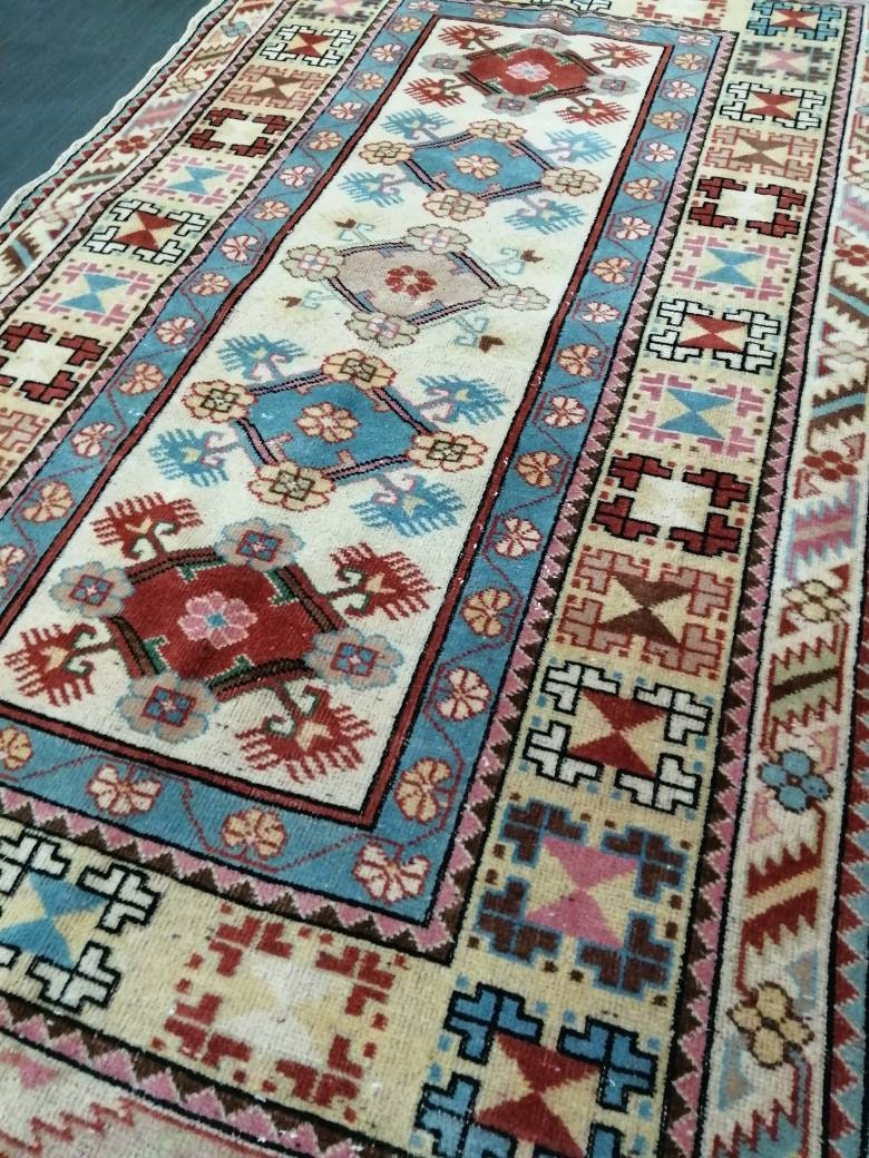 3.8x6.6 Rug Hand Made Rug, Oushak Rug, Soft wool Rug, Rug Fun Rug Turkish Rug, Farmhouse Rug, Vintage Wool Carpet Oriental Rug