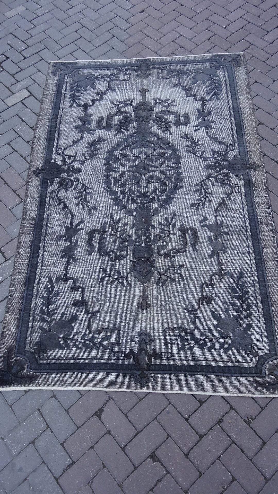 Grey Area Rug Vintage Rug Vintage living room rug Dark wool Oriental RUG, Turkey Rugs Modern Oushak Rug Modern rug, Vintage Rug Persian