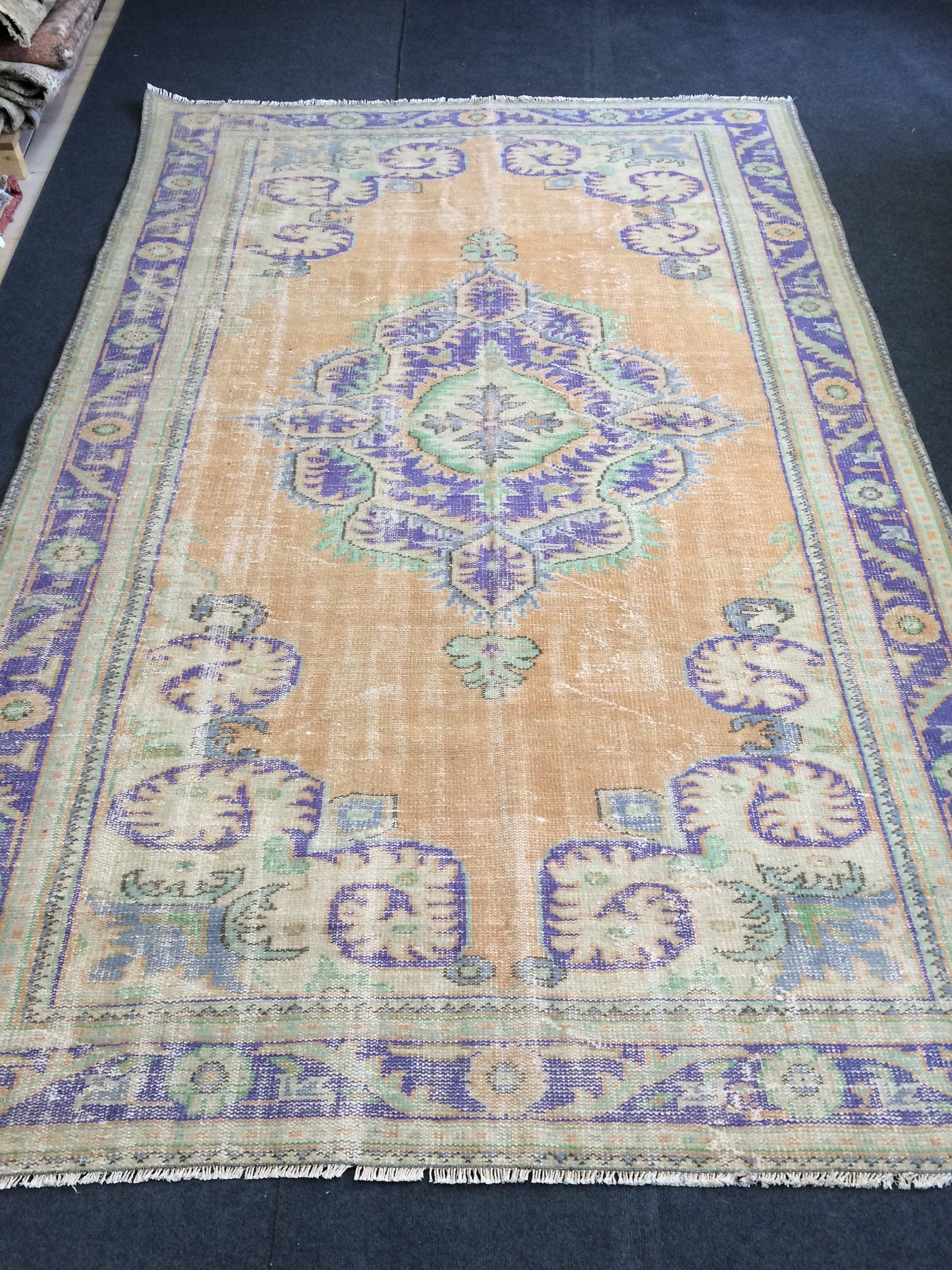 6.2 x 10 Large Area OUSHAK RUG TURKISH Oushak Rug Vintage Rug Vintage Runner Rug Wool 6 by 10 Rug Hand Made Rugs Vintage Turkish Rug
