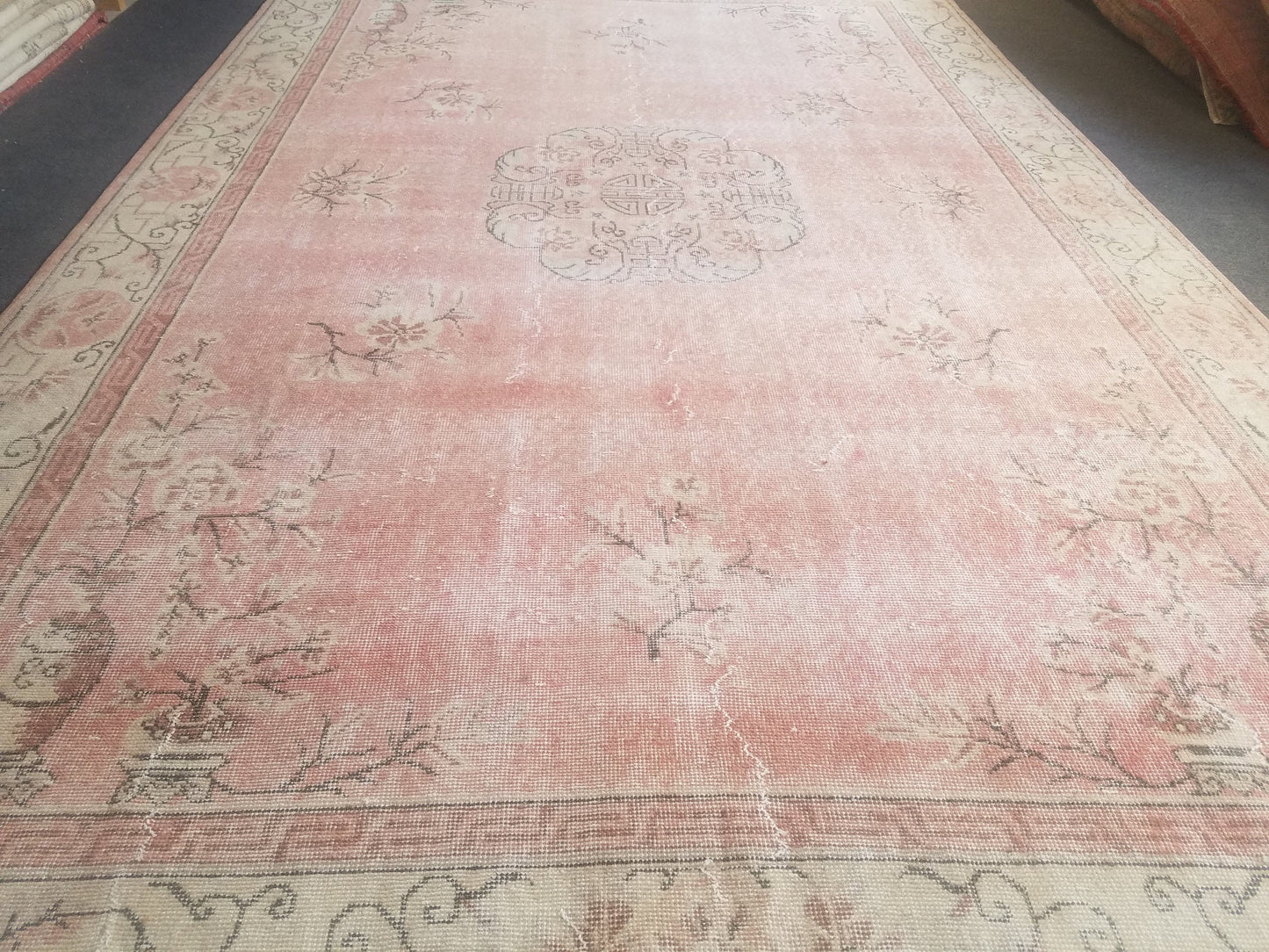 10'9x6'10 large oushak vintage rug,vintage oushak rug,large area rug