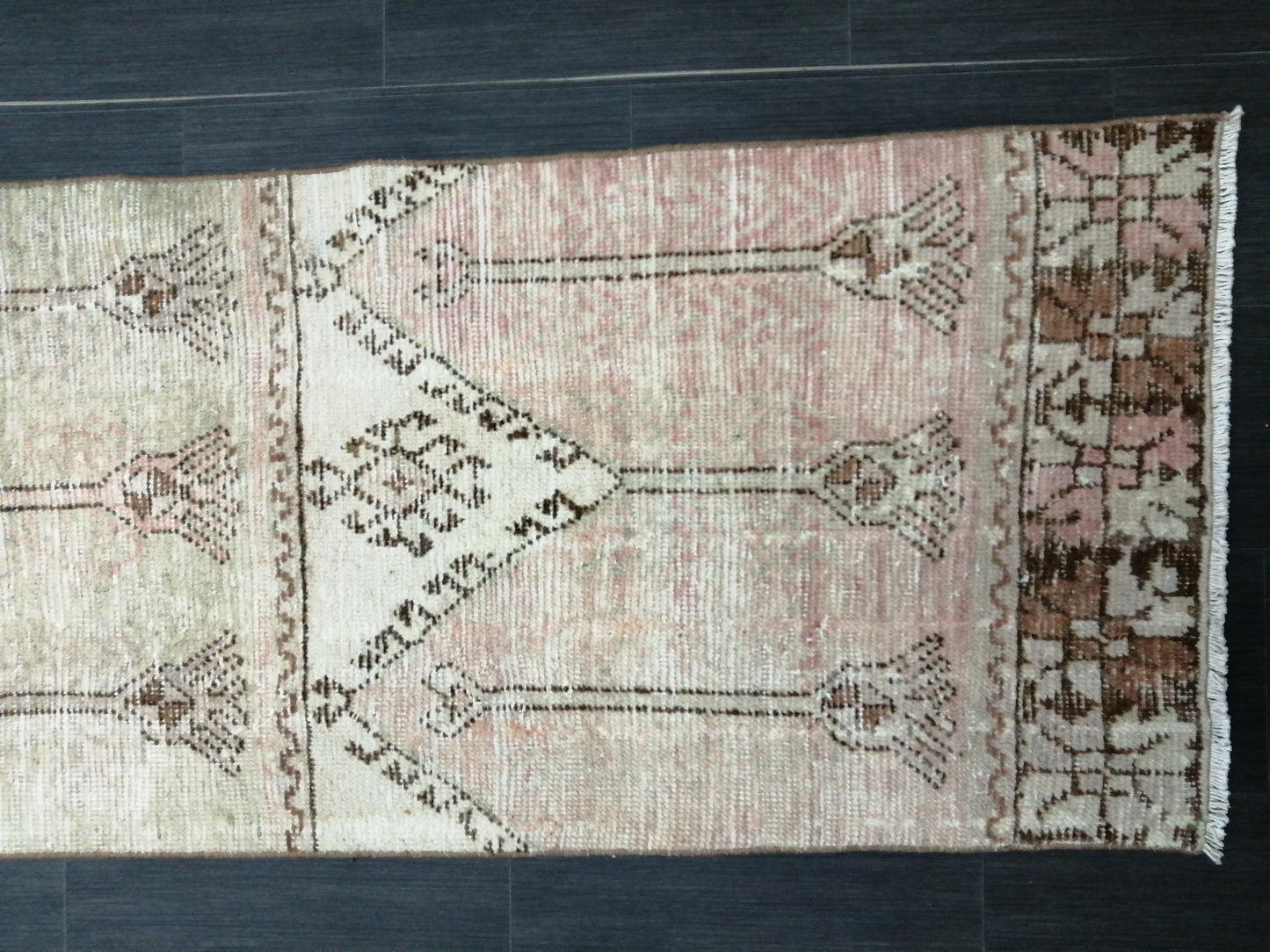 MUTED Oushak Runner Rug 2.4 x 11.6 Vintage Runner Rug Hallway Runner Rug Kitchen Runner Rug Wool Runner Rug Wool Oushak Turkish Runner Rug