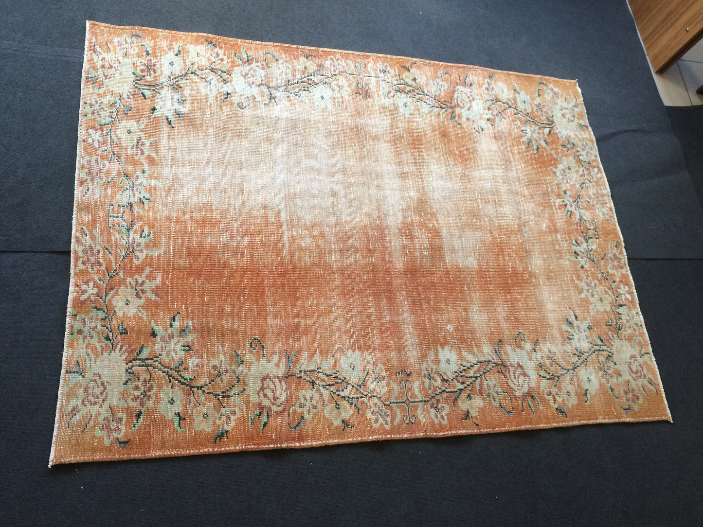 Vintage Rug Orange Oushak Rug Orange Area Rug, Oushak Wool Rug,Oushak Rug
