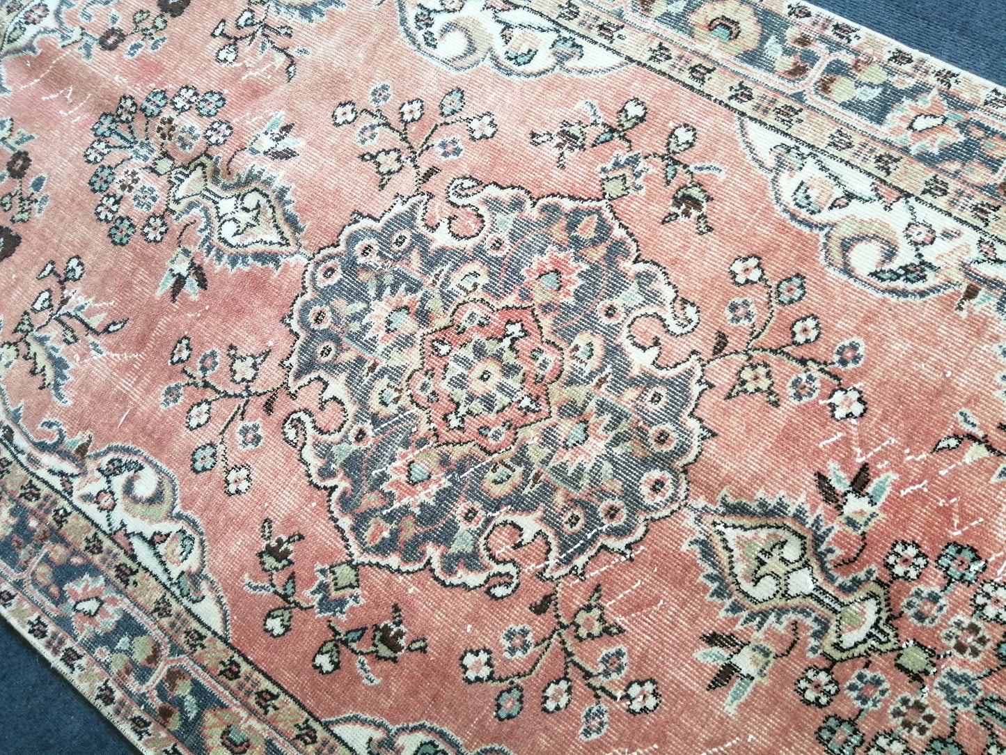 7 X 3.8 Turkish Rug Hand Made Rug Vintage Rug, Hand Made Oushak Rug, WOOL RUG