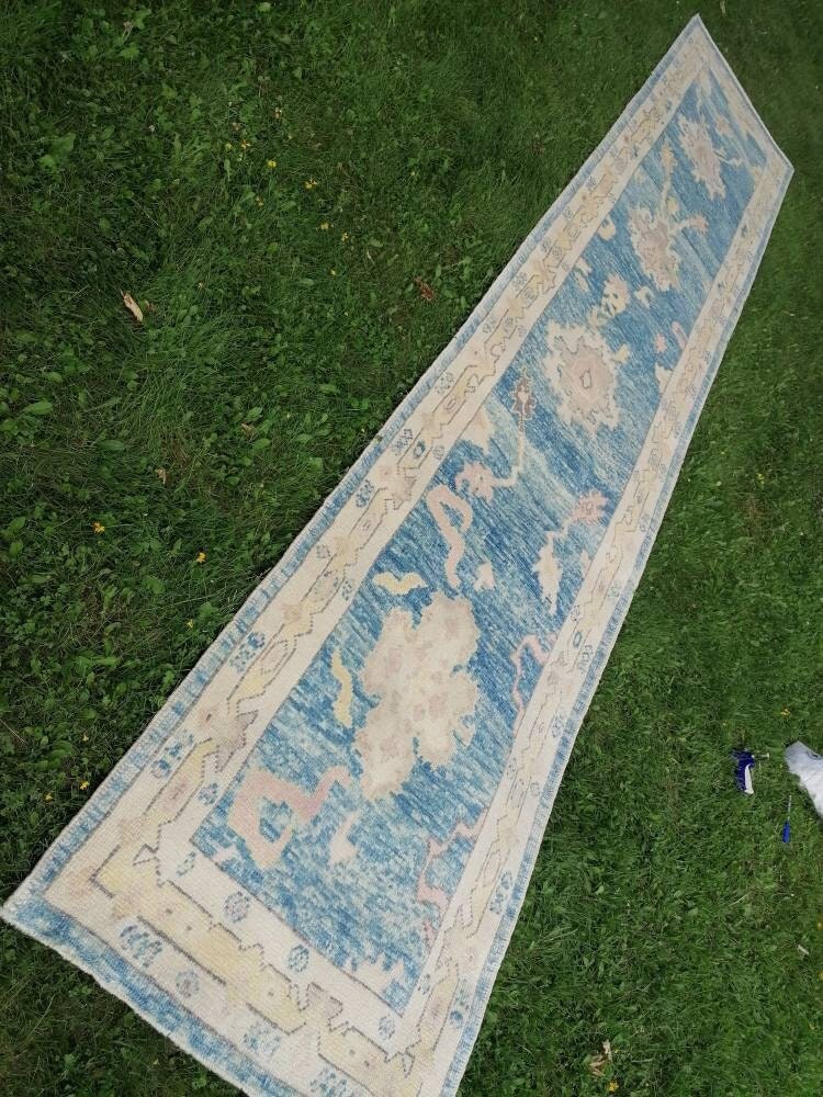 Oushak runner rug 2'10x14'3 turkish new production oushak runner rug, hallway runner kitchen runner, handmade wool rugs
