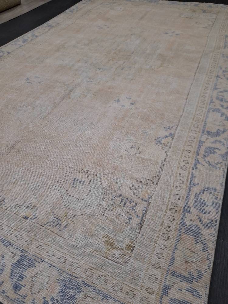 Muted Vintage Turkish Rug 6x10 Muted Vintage Persian Rug Muted Vintage Rug Distressed Muted Oushak Rug Hand Made Rugs Vintage Turkish Rug